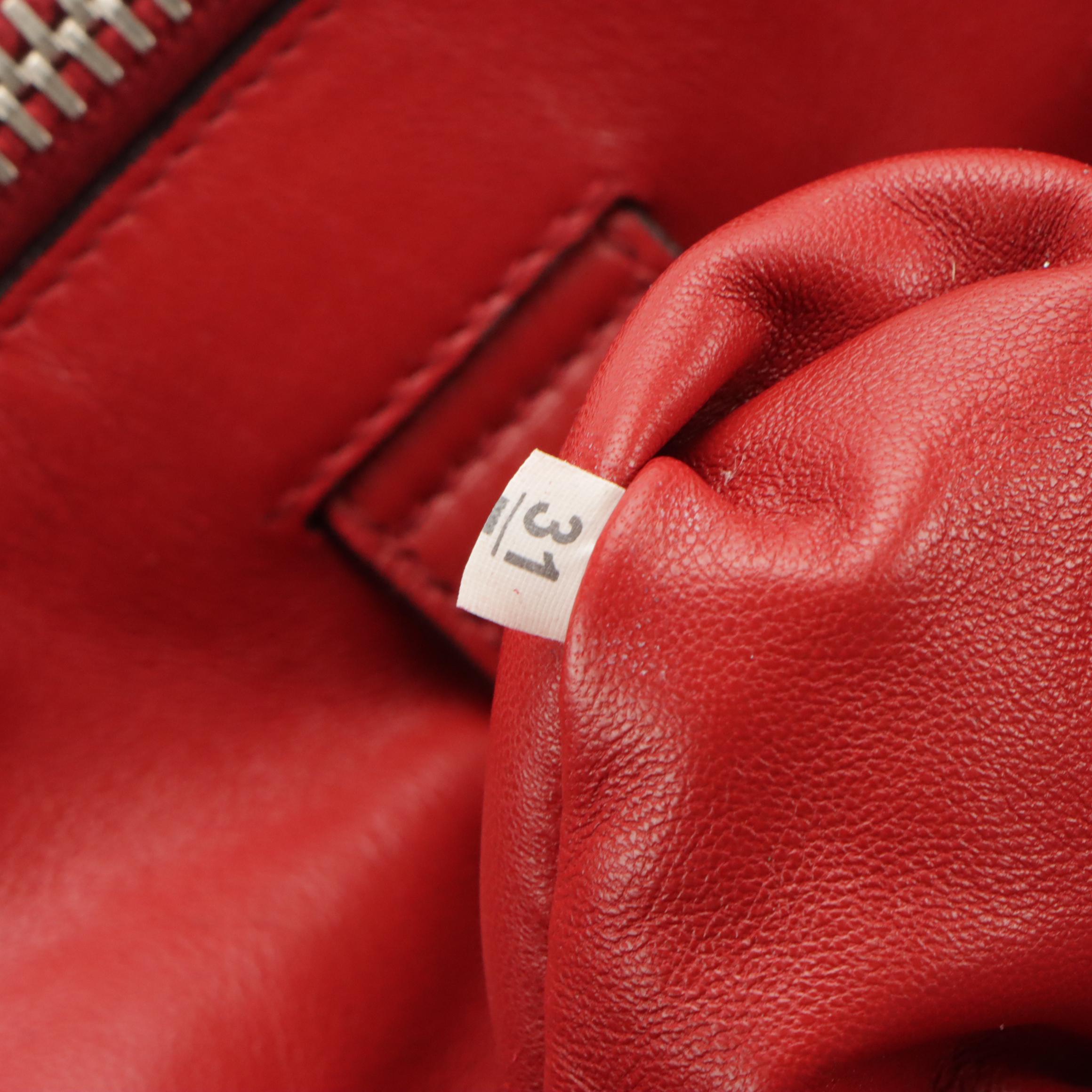 Prada Twin Pocket Two-Way Tote Bag in Red Suede and Lambskin Leather