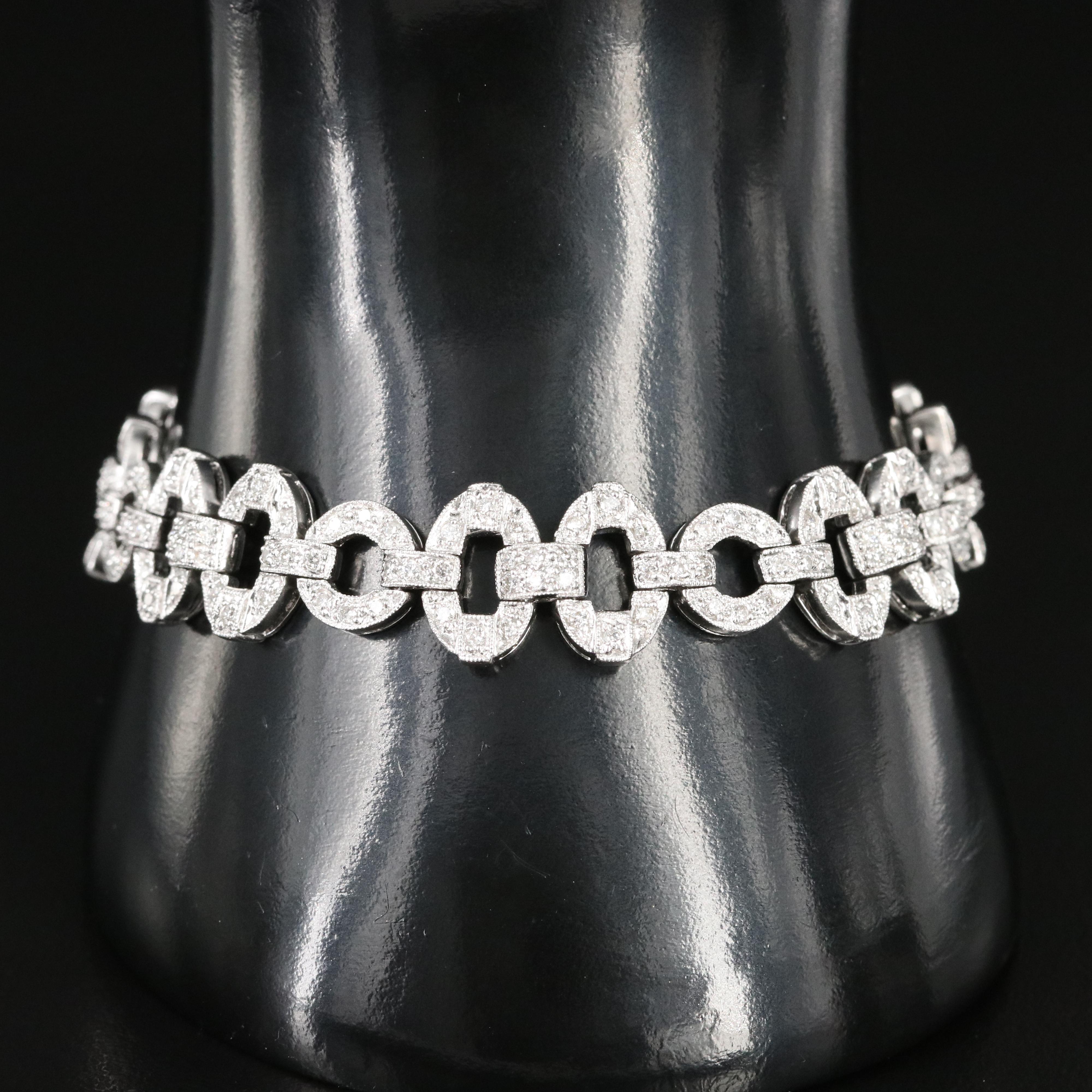 Platinum 2.50 CTW Diamond Oval Bracelet