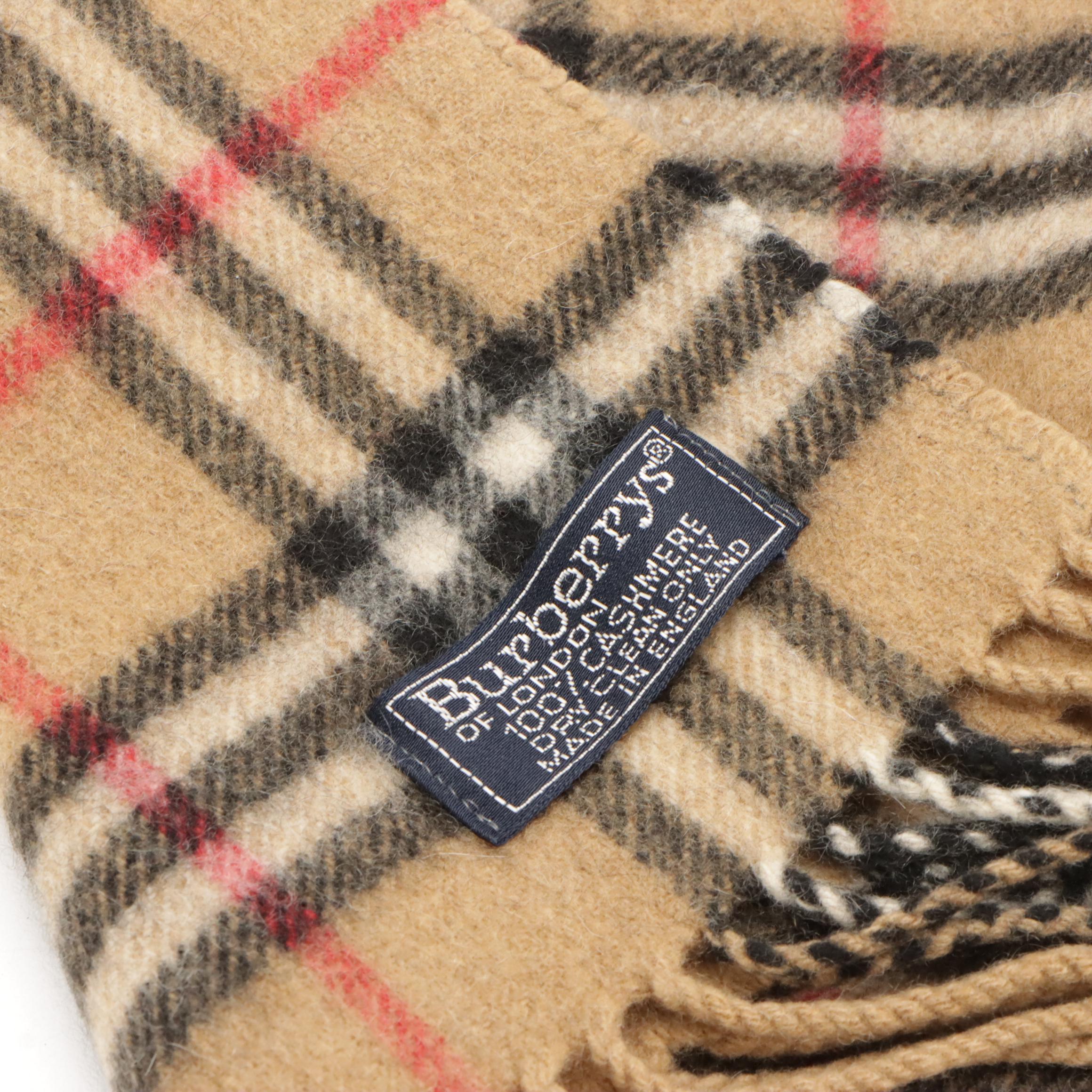 Burberrys Nova Check Cashmere Fringe Scarf