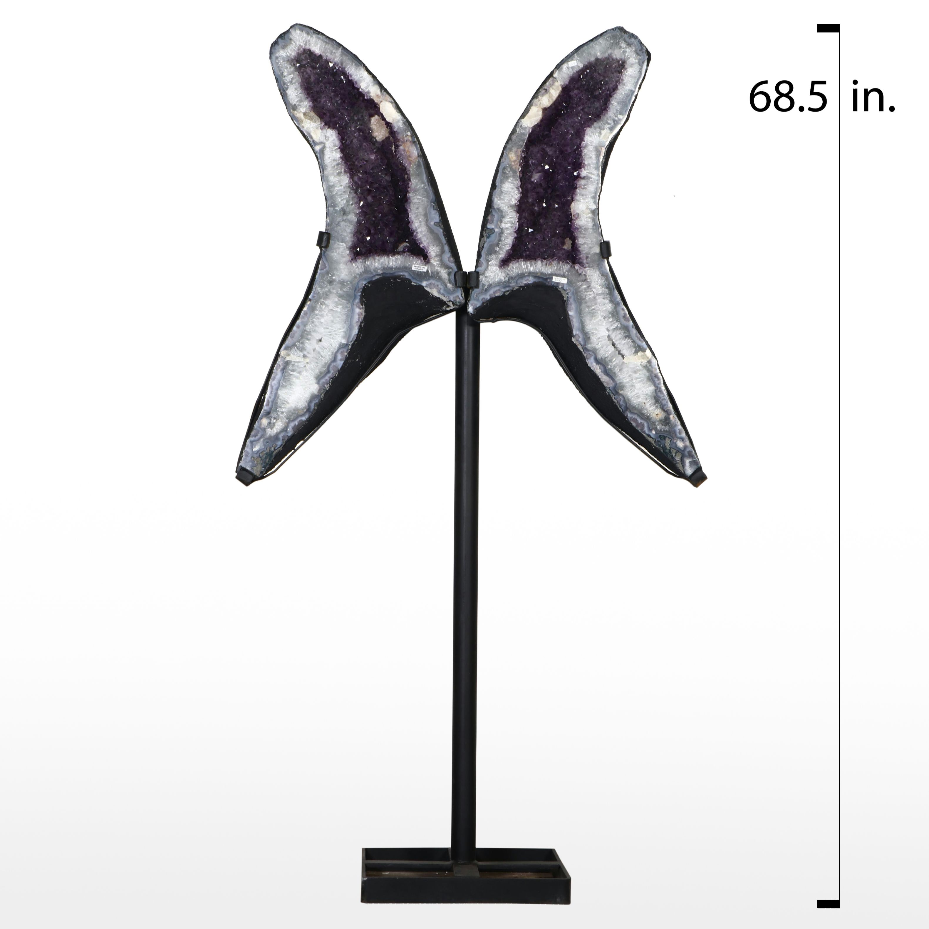 Brazilian Amethyst Geode Butterfly Wings on Stand