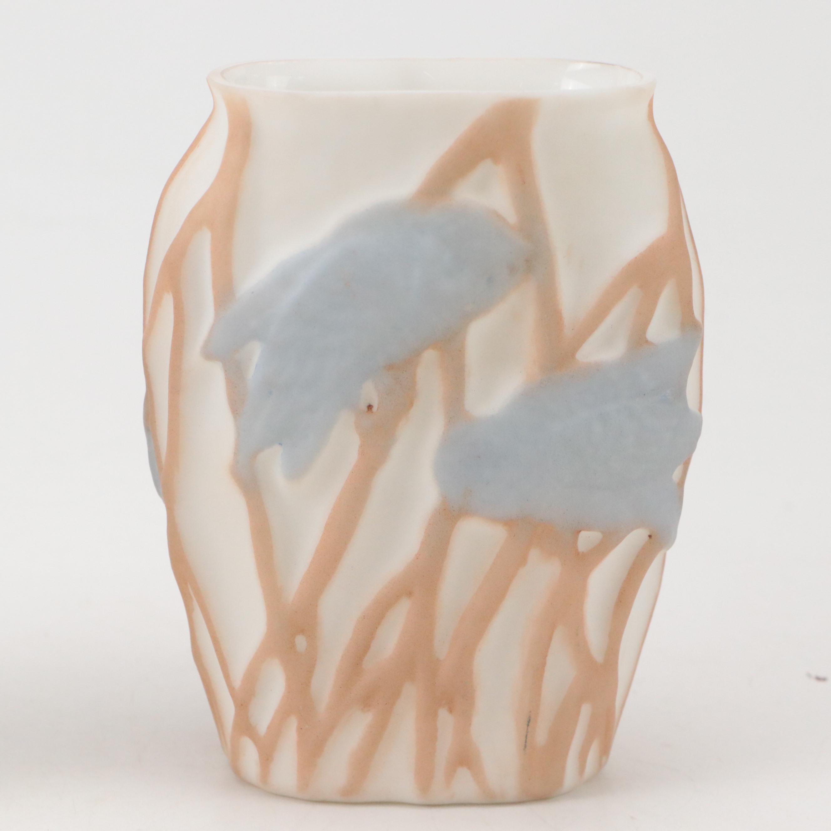 Consolidated Glass Co. Embossed Vases with Westmoreland Glass Owl