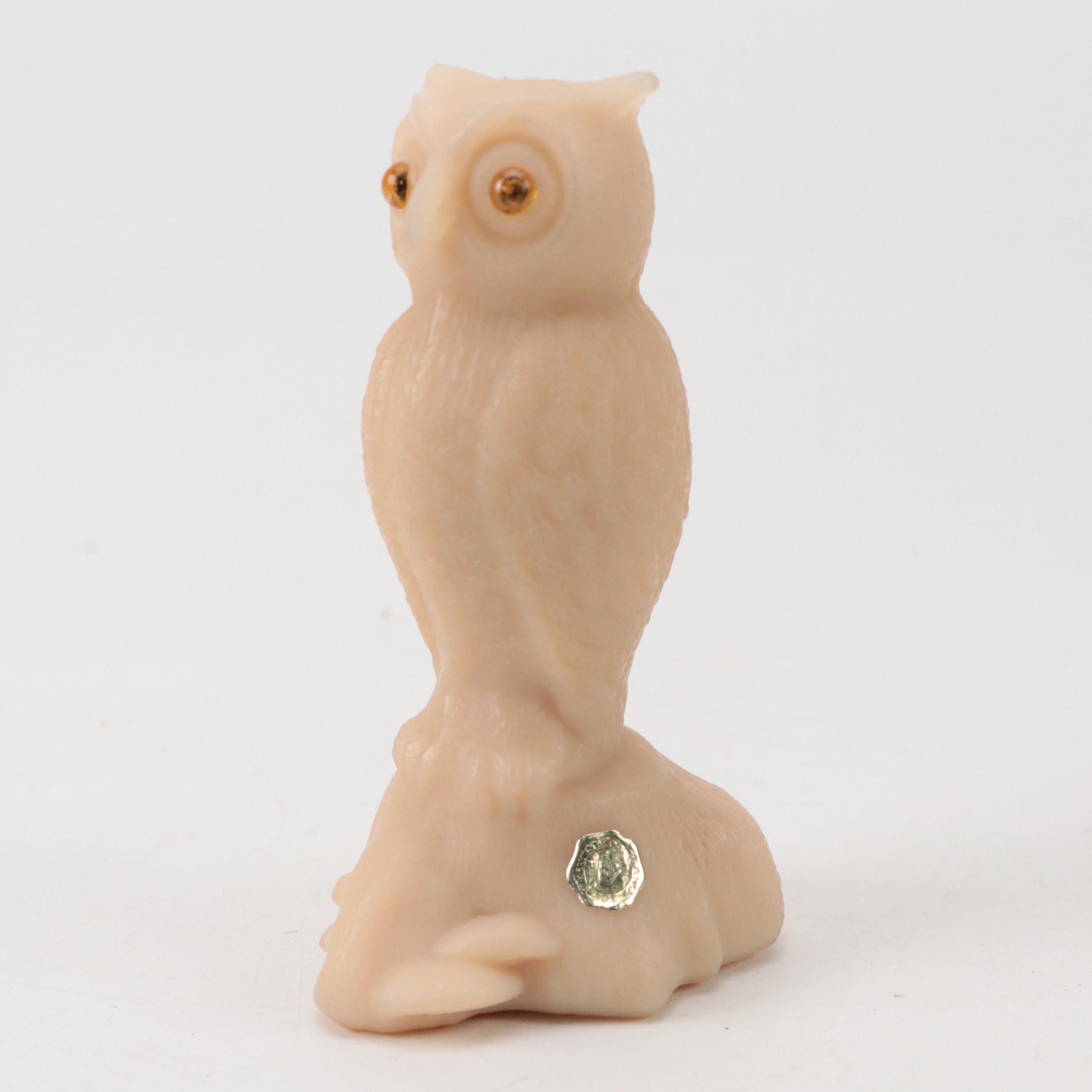 Consolidated Glass Co. Embossed Vases with Westmoreland Glass Owl