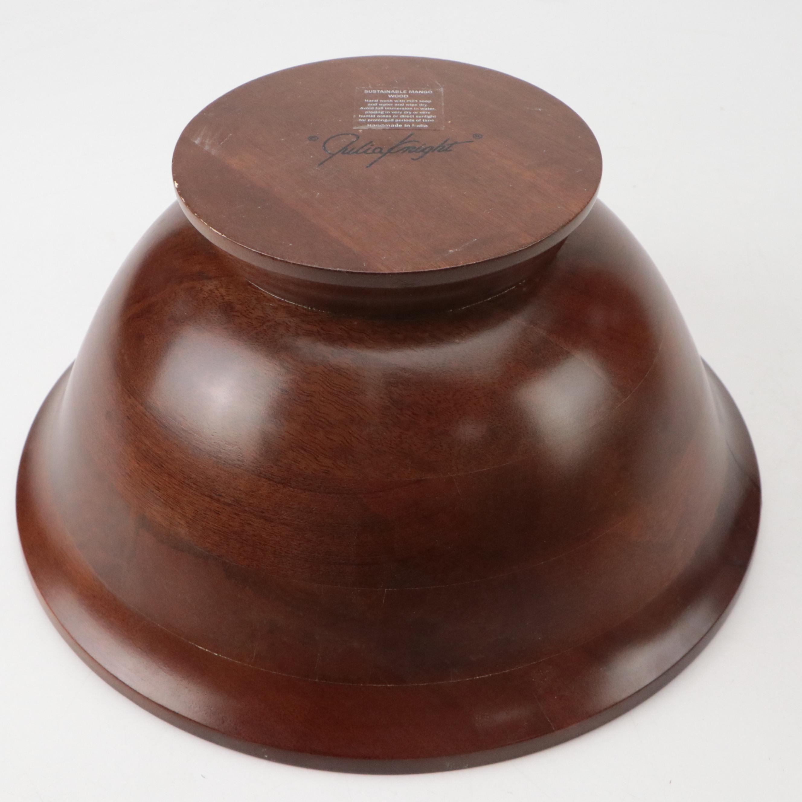 Julia Knight Mother-of-Pearl Rim and Mango Wood Bowl and Other Table Accessories