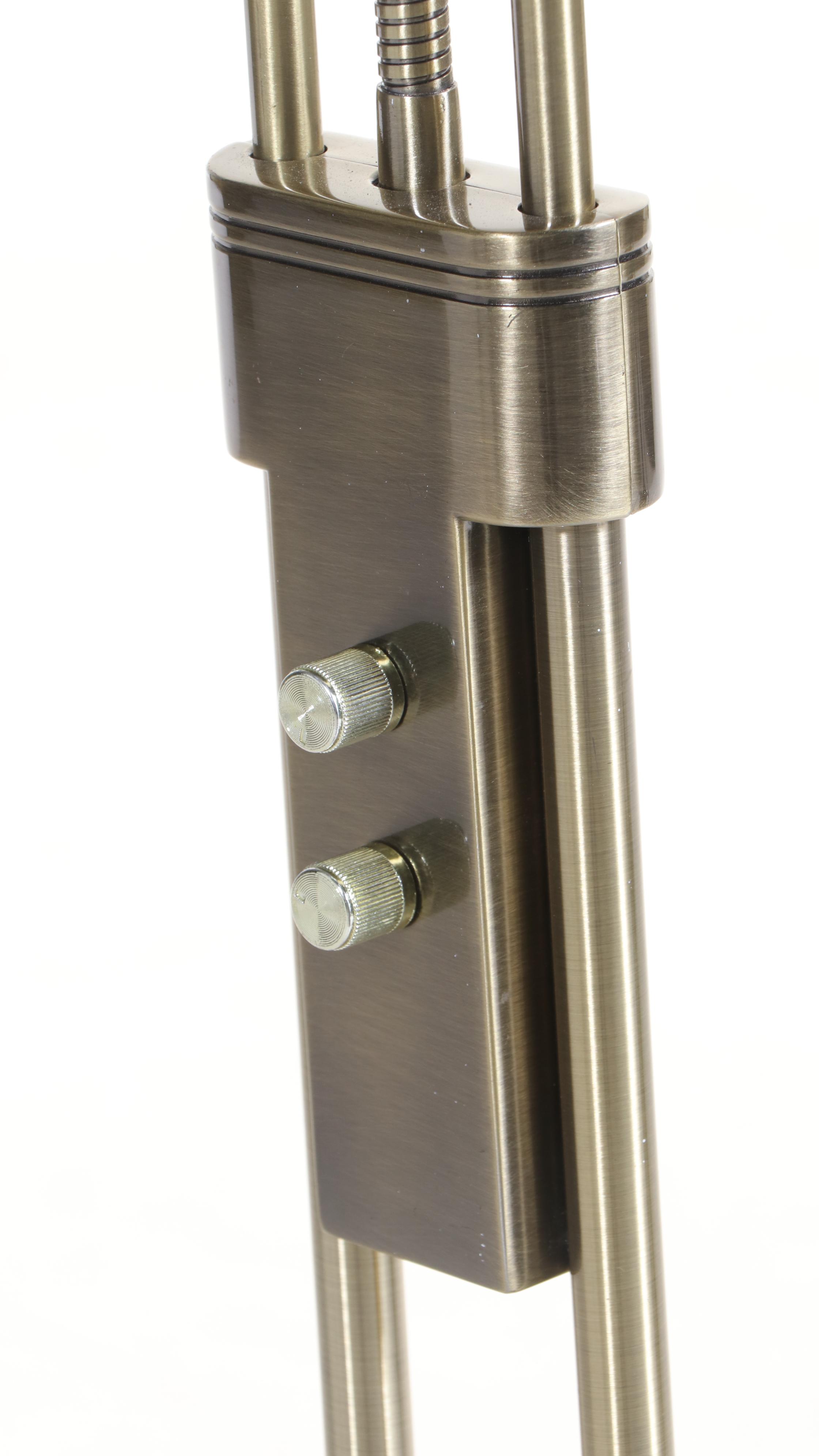 Brushed Metal Torchiere Floor Lamp with Adjustable Task Light