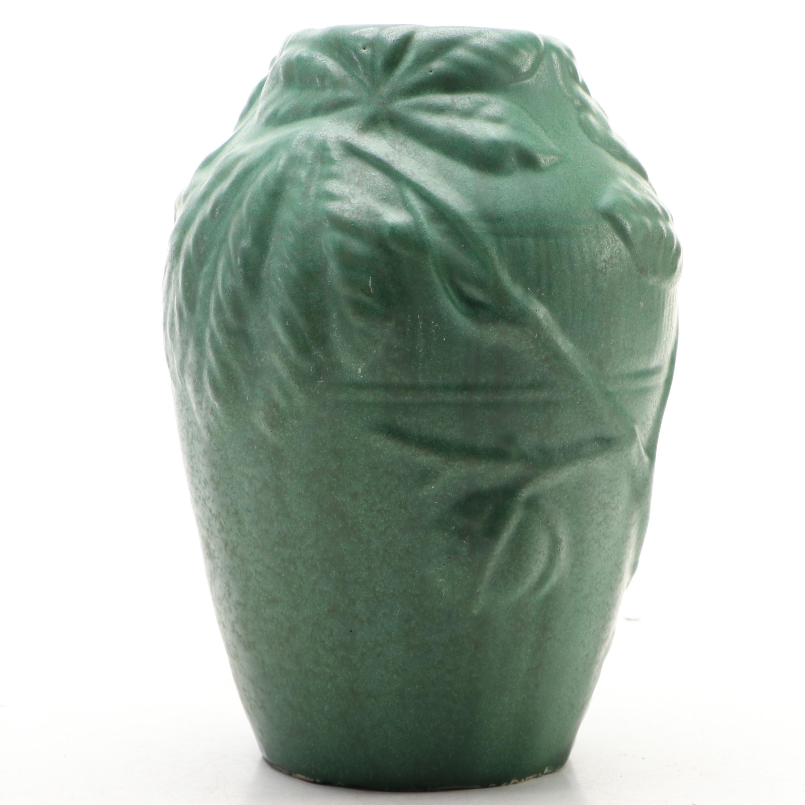 Green Buckeye Vase Attributed to Weller Potter, Early 20th Century