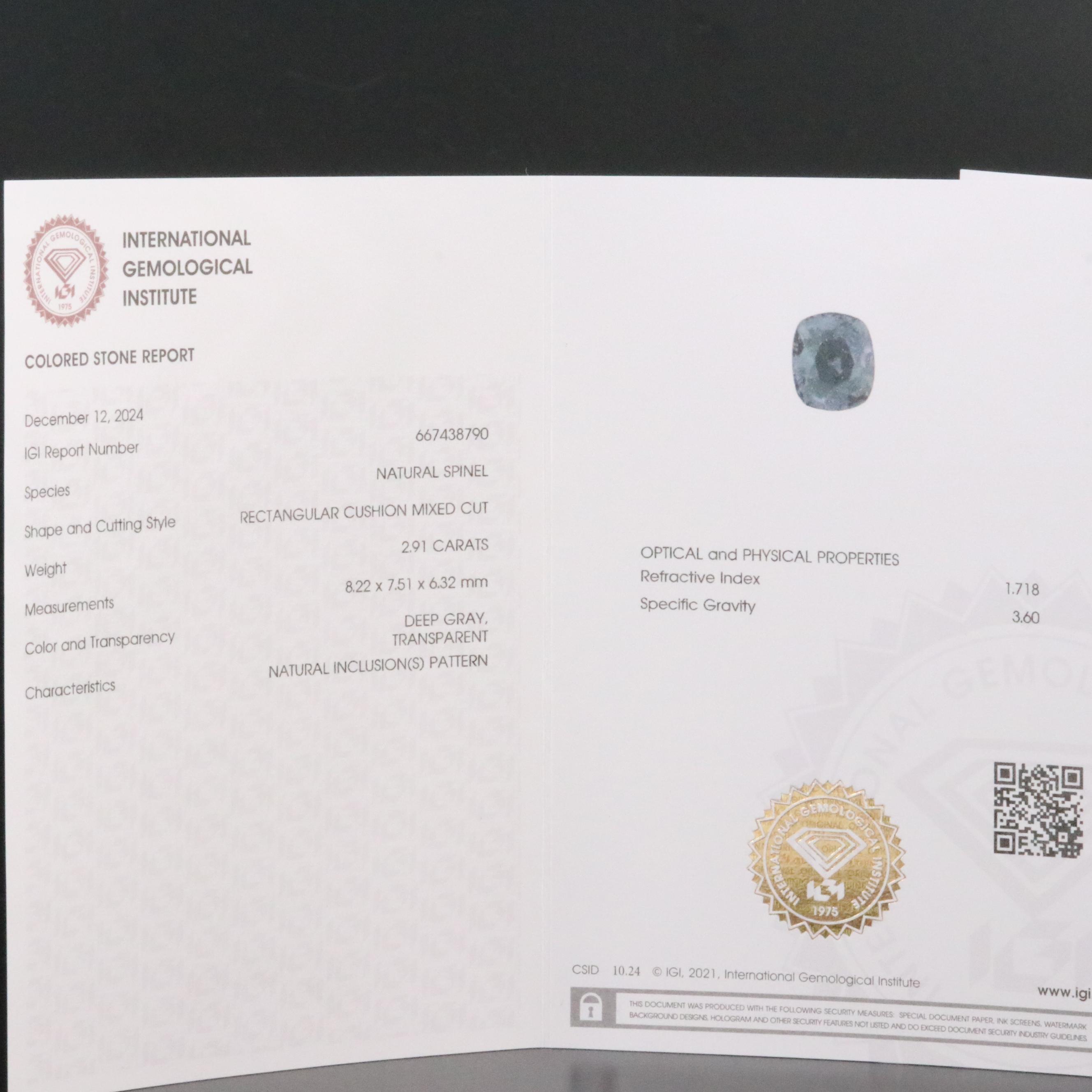 Loose 2.91 CT Spinel with IGI Report