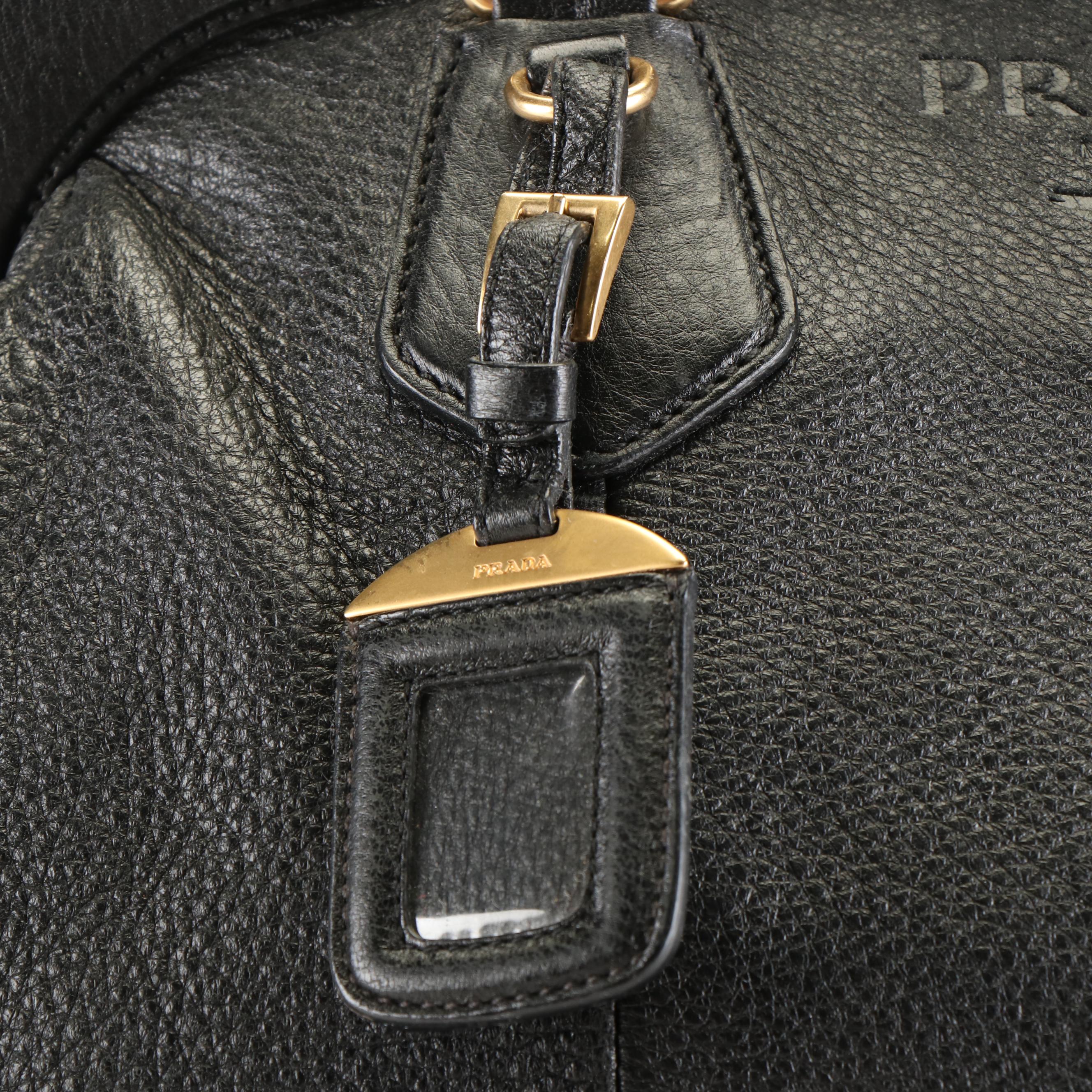 Prada Frame Tote Bag in Black Vitello Daino Leather