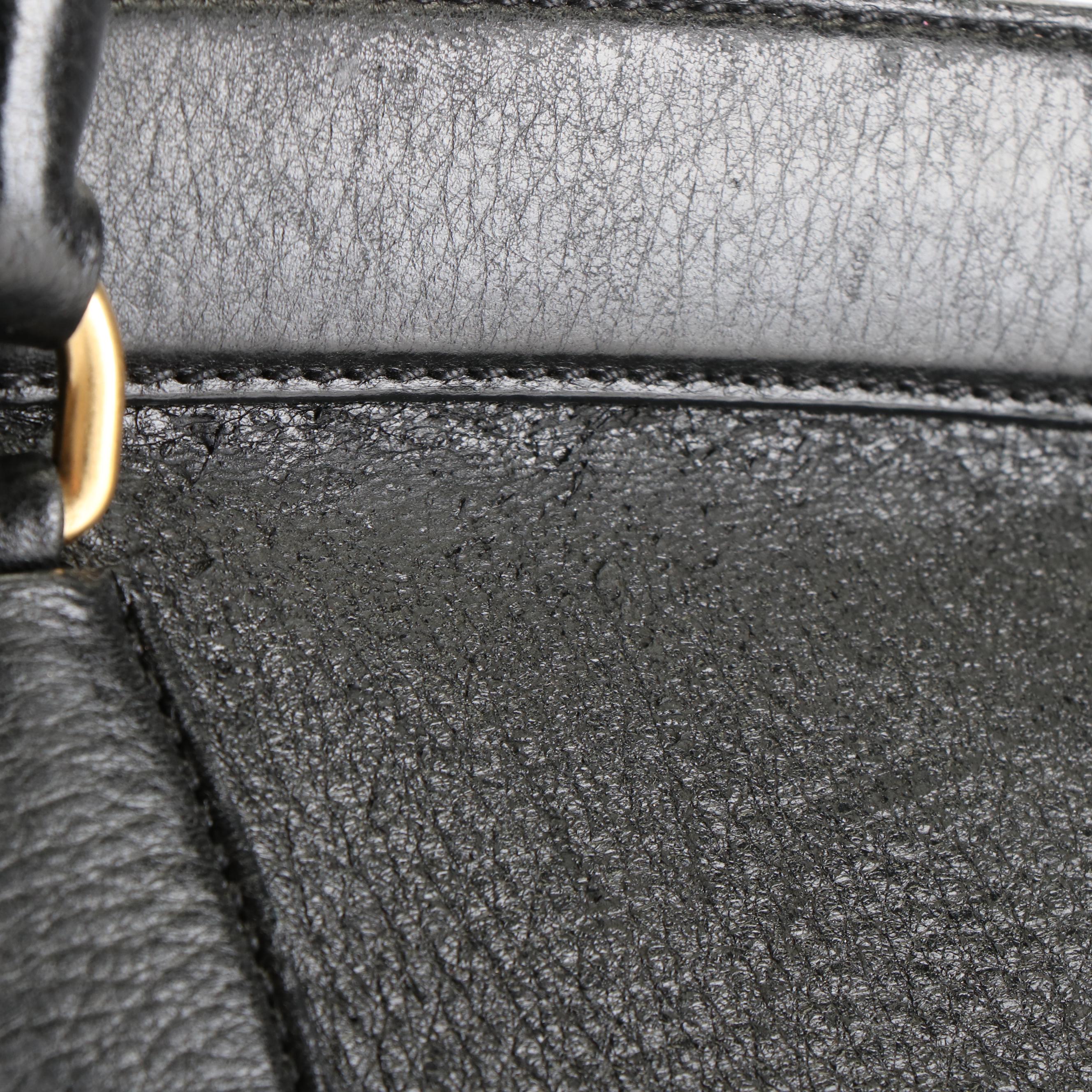 Prada Frame Tote Bag in Black Vitello Daino Leather