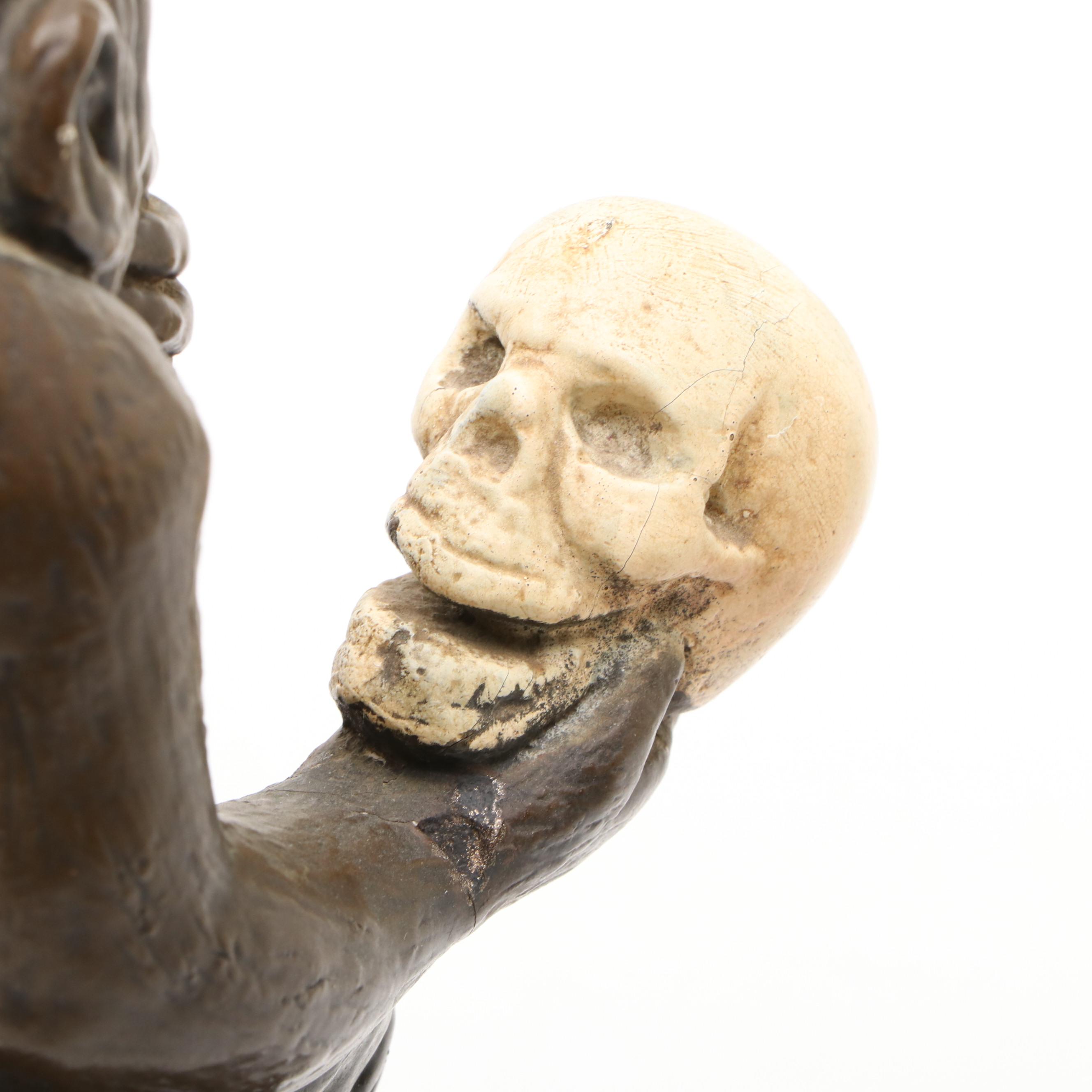 Esco Chalkware "Ape with Skull" after Wolfgang Hugo Rheinhold Sculpture