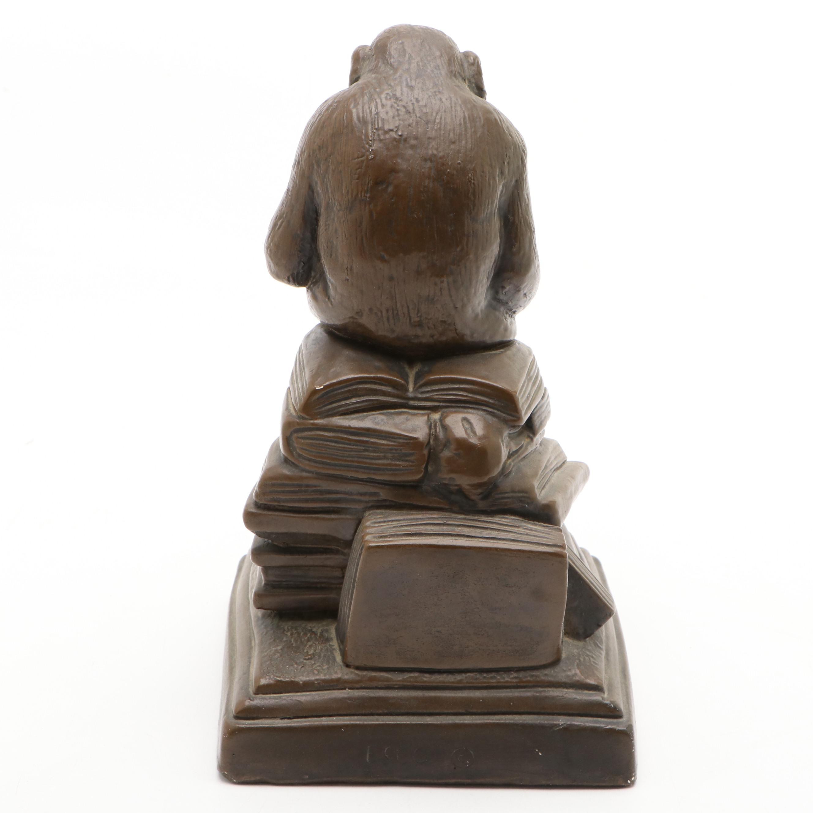 Esco Chalkware "Ape with Skull" after Wolfgang Hugo Rheinhold Sculpture