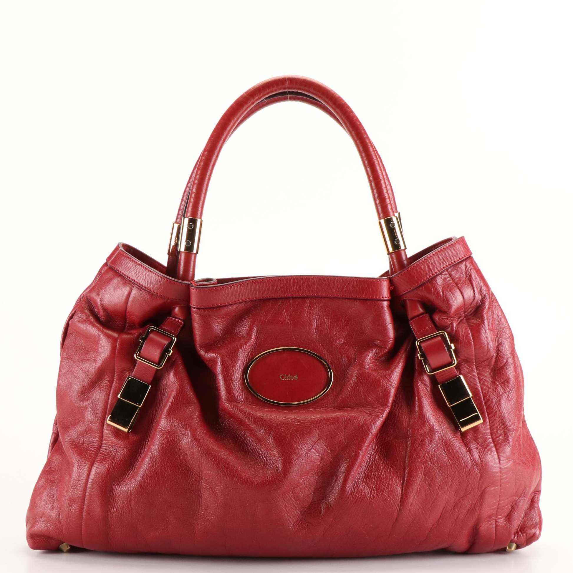 Chloé Victoria Tote Bag in Red Leather