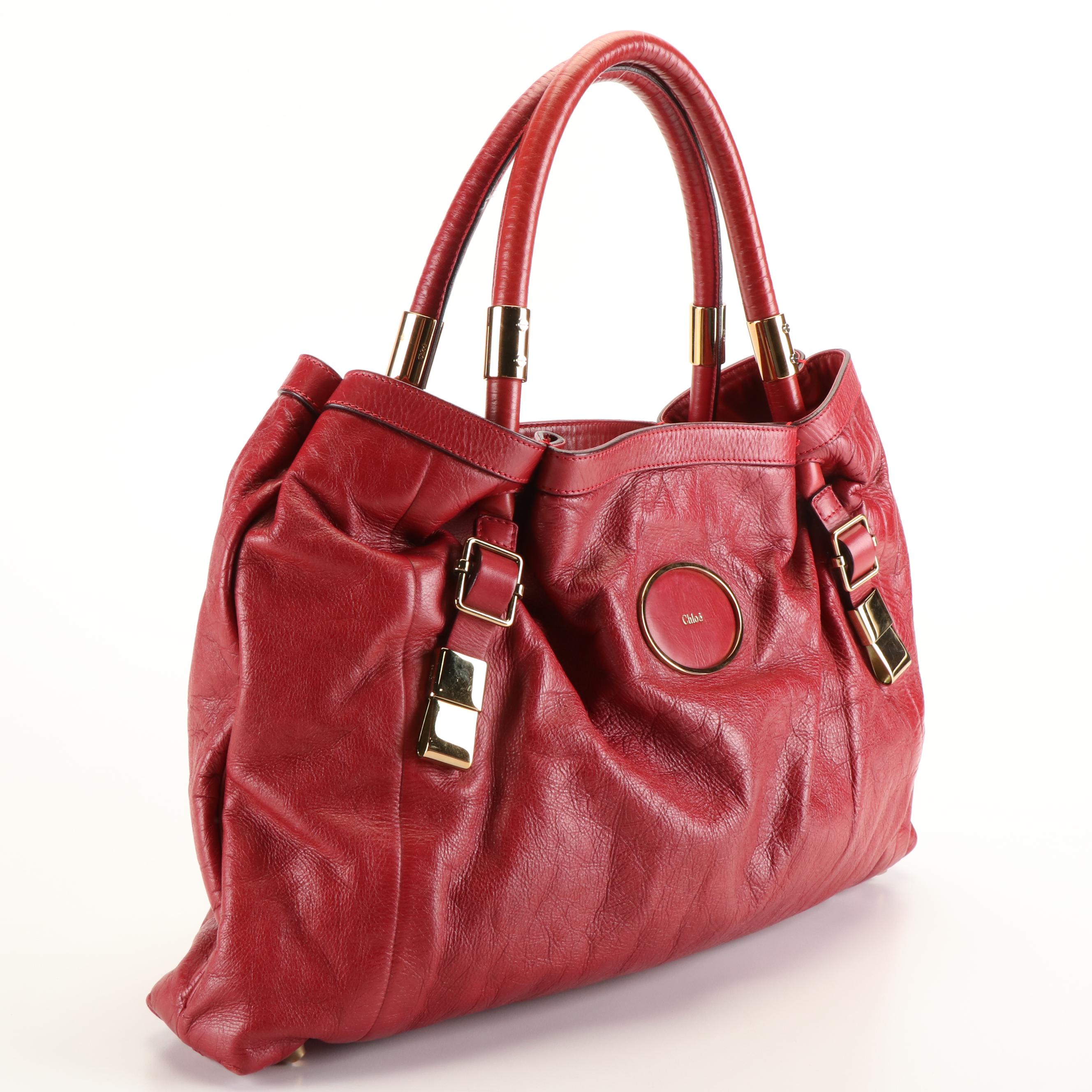 Chloé Victoria Tote Bag in Red Leather