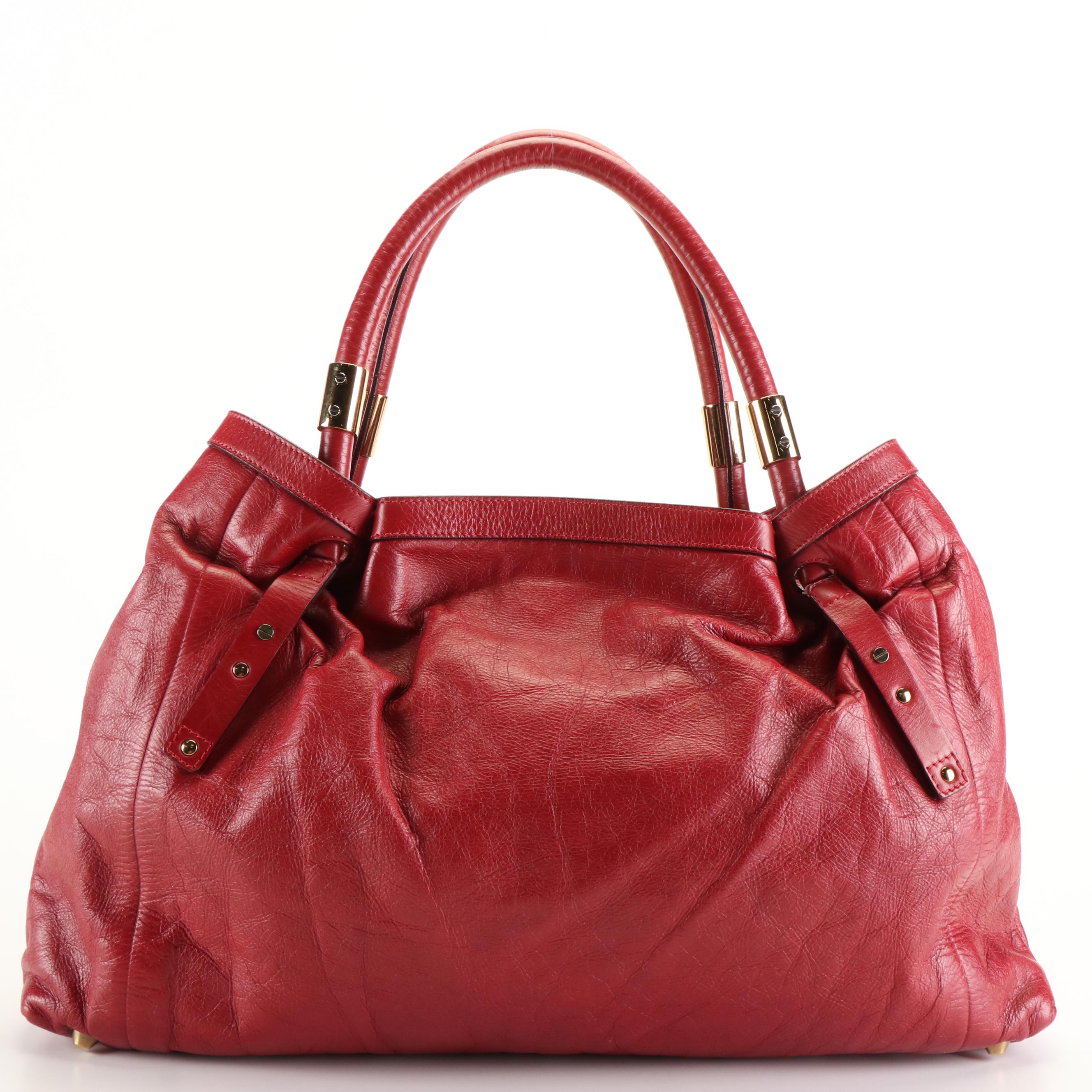 Chloé Victoria Tote Bag in Red Leather