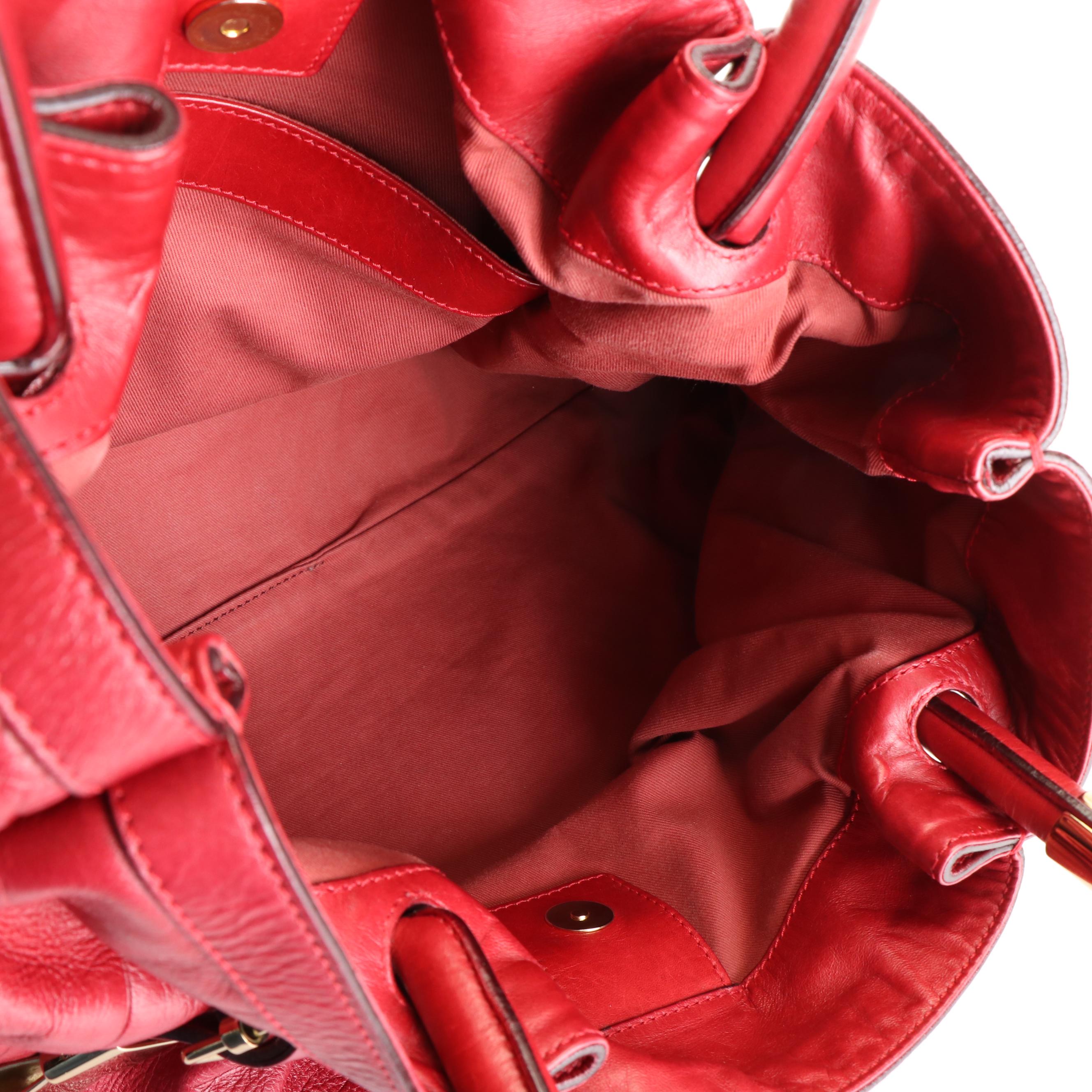Chloé Victoria Tote Bag in Red Leather