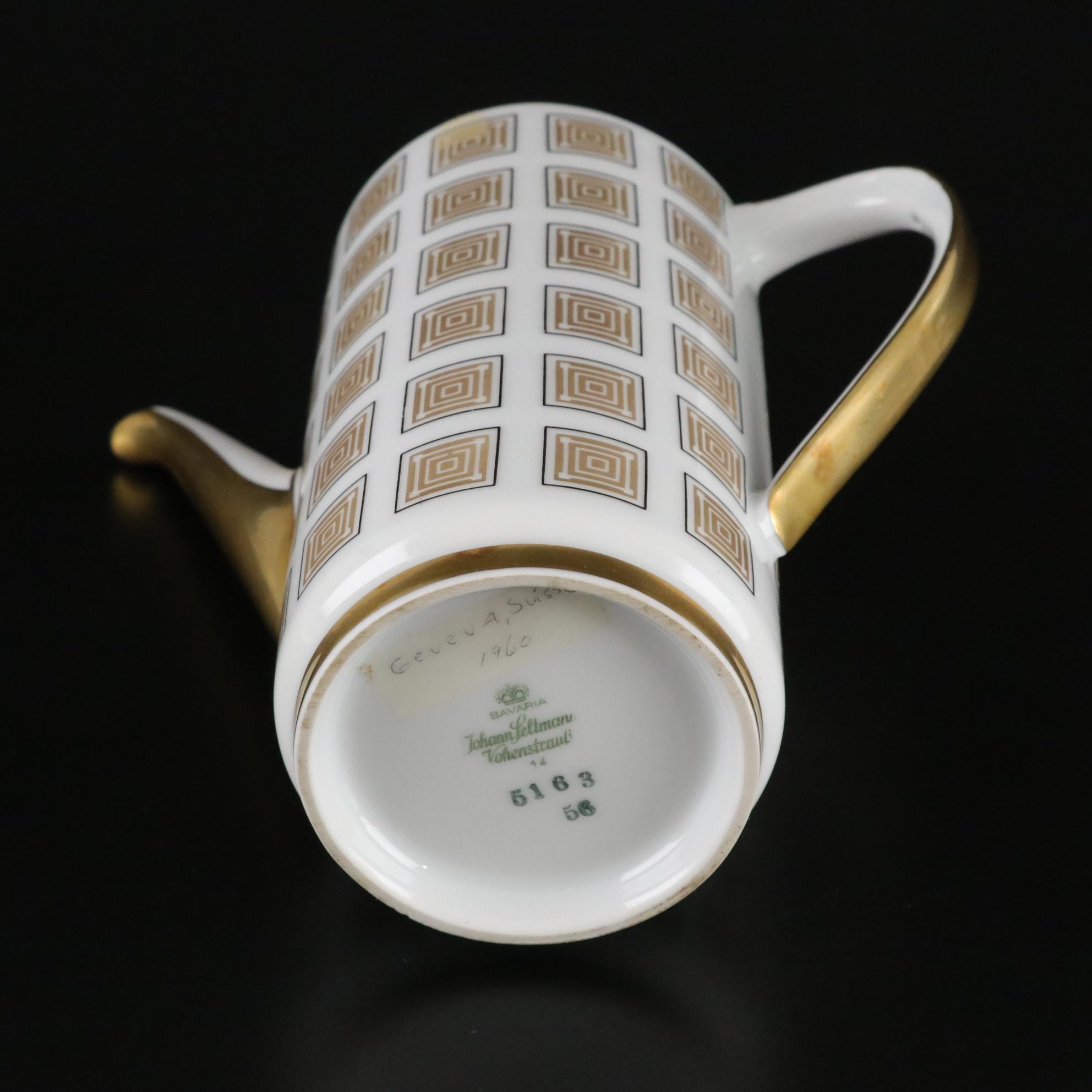 Johann Seltmann Vohenstrauss Porcelain Demitasse Tea Set with Gilded Tray