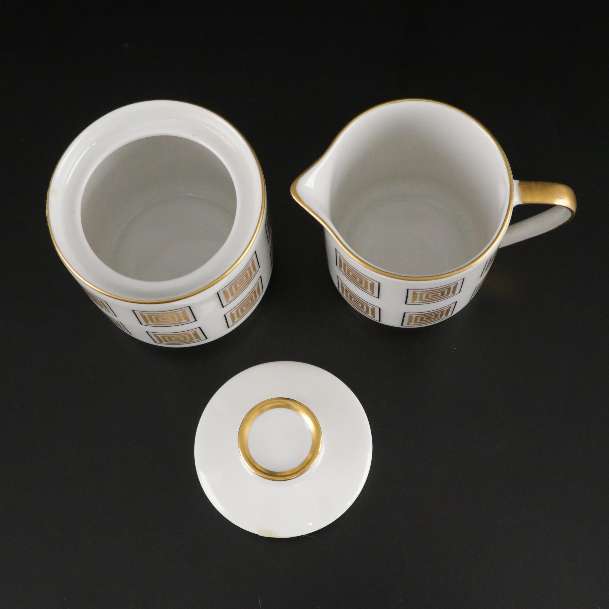 Johann Seltmann Vohenstrauss Porcelain Demitasse Tea Set with Gilded Tray