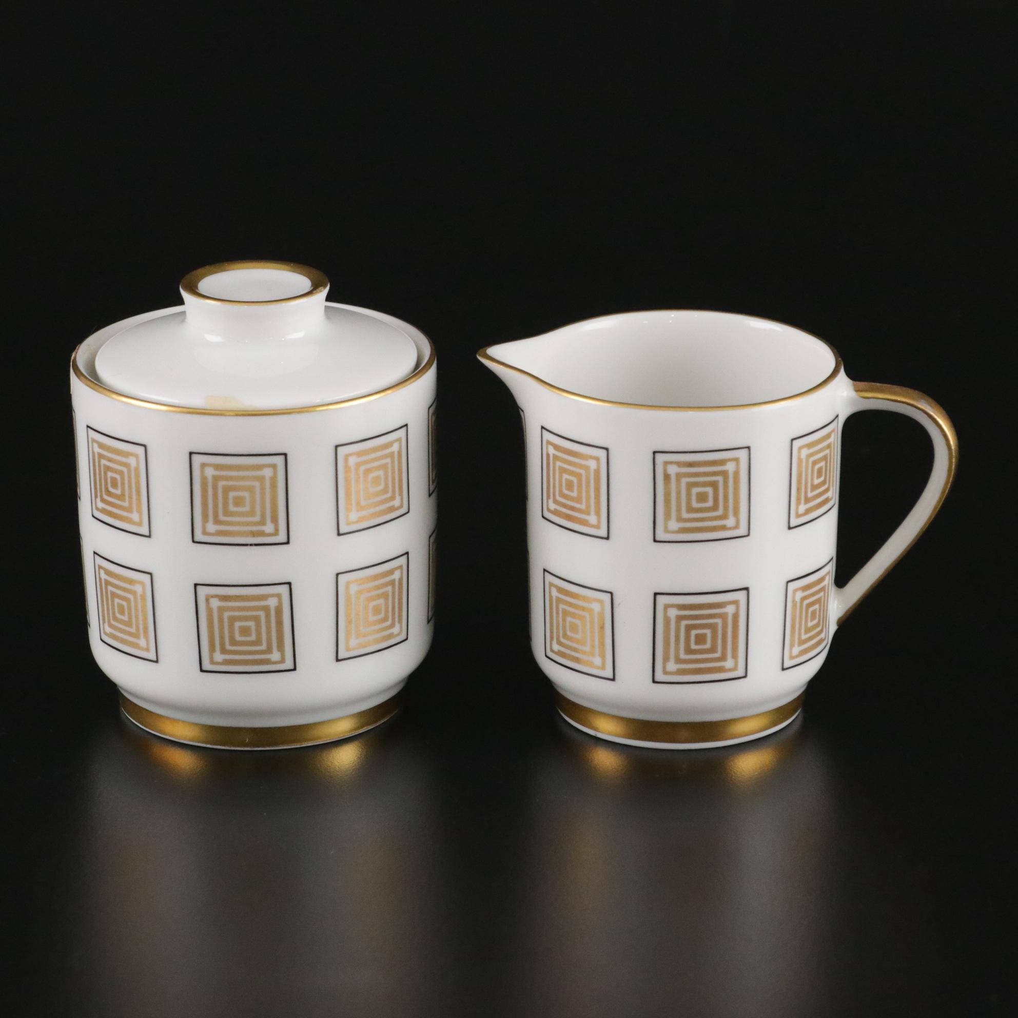 Johann Seltmann Vohenstrauss Porcelain Demitasse Tea Set with Gilded Tray