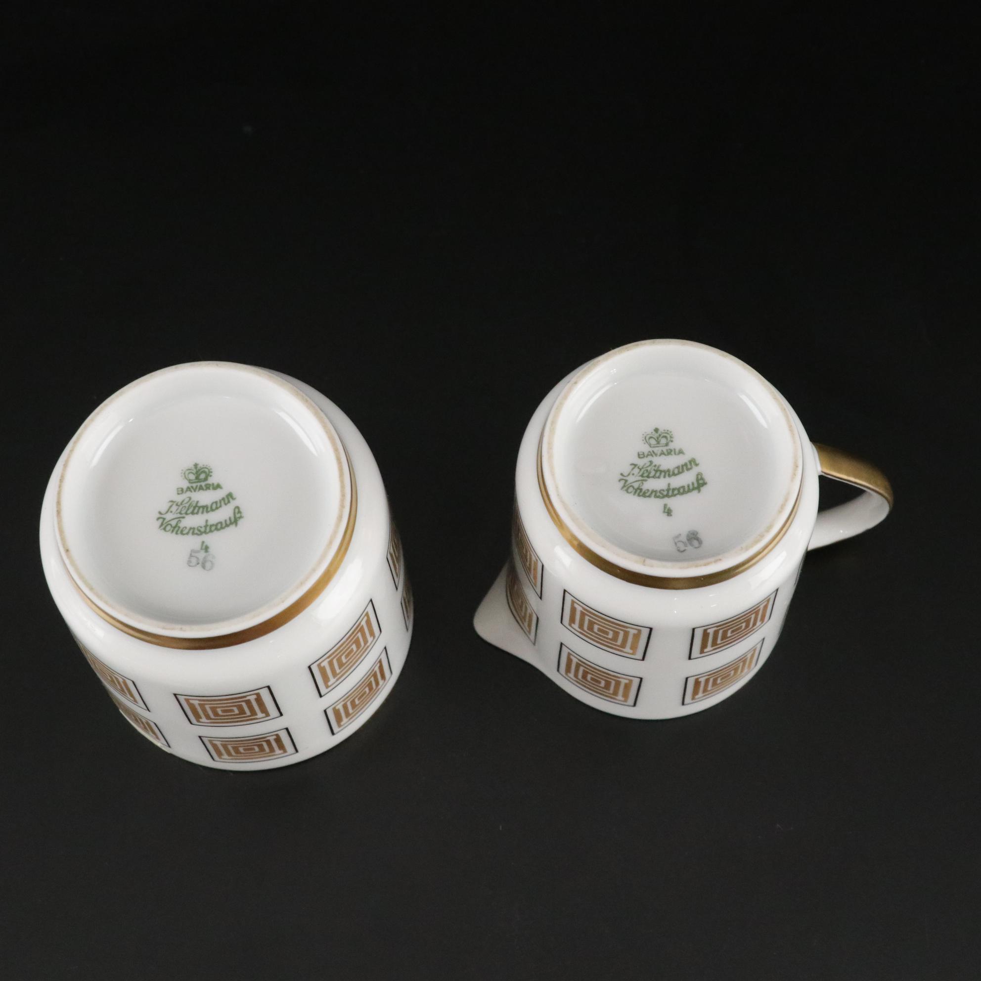 Johann Seltmann Vohenstrauss Porcelain Demitasse Tea Set with Gilded Tray