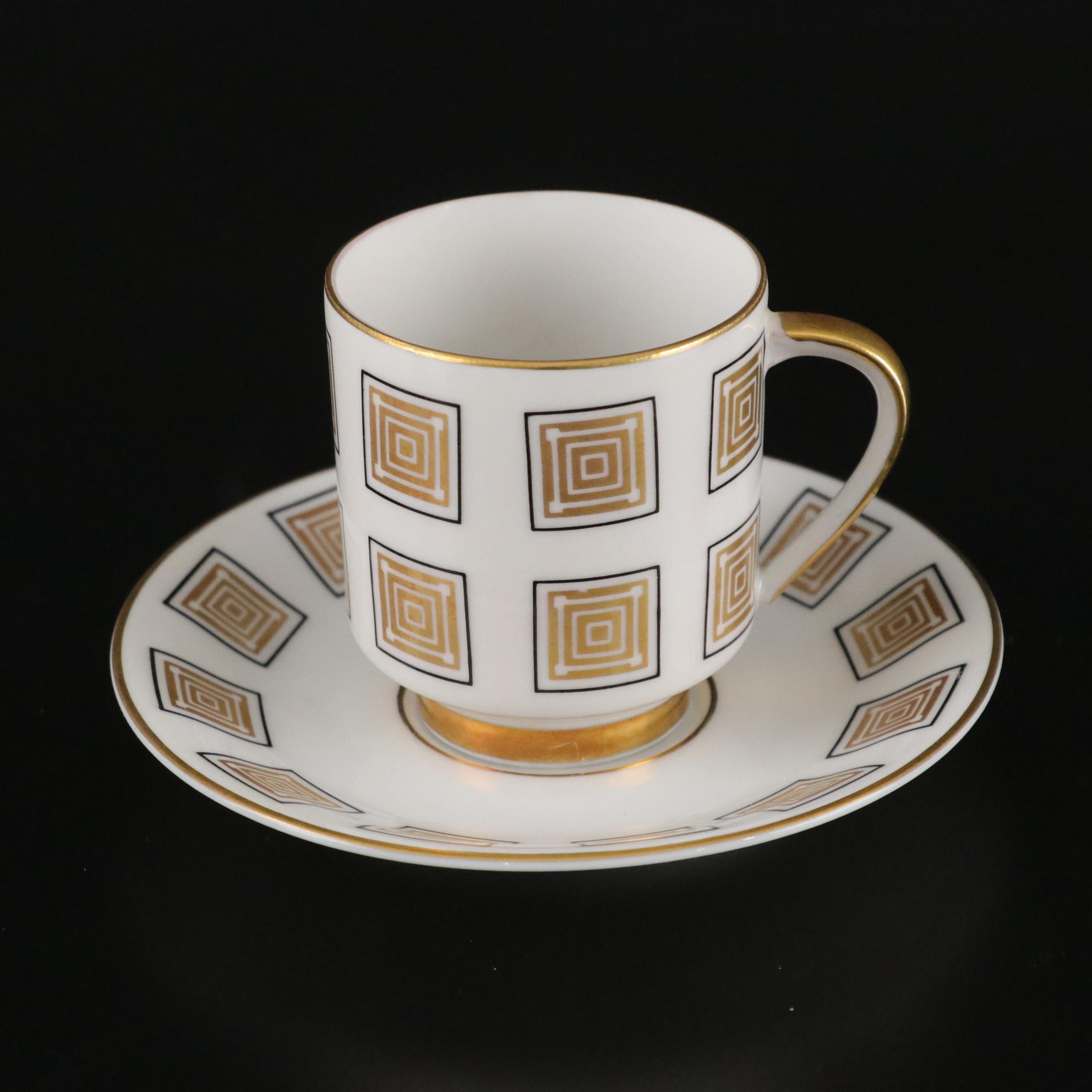 Johann Seltmann Vohenstrauss Porcelain Demitasse Tea Set with Gilded Tray