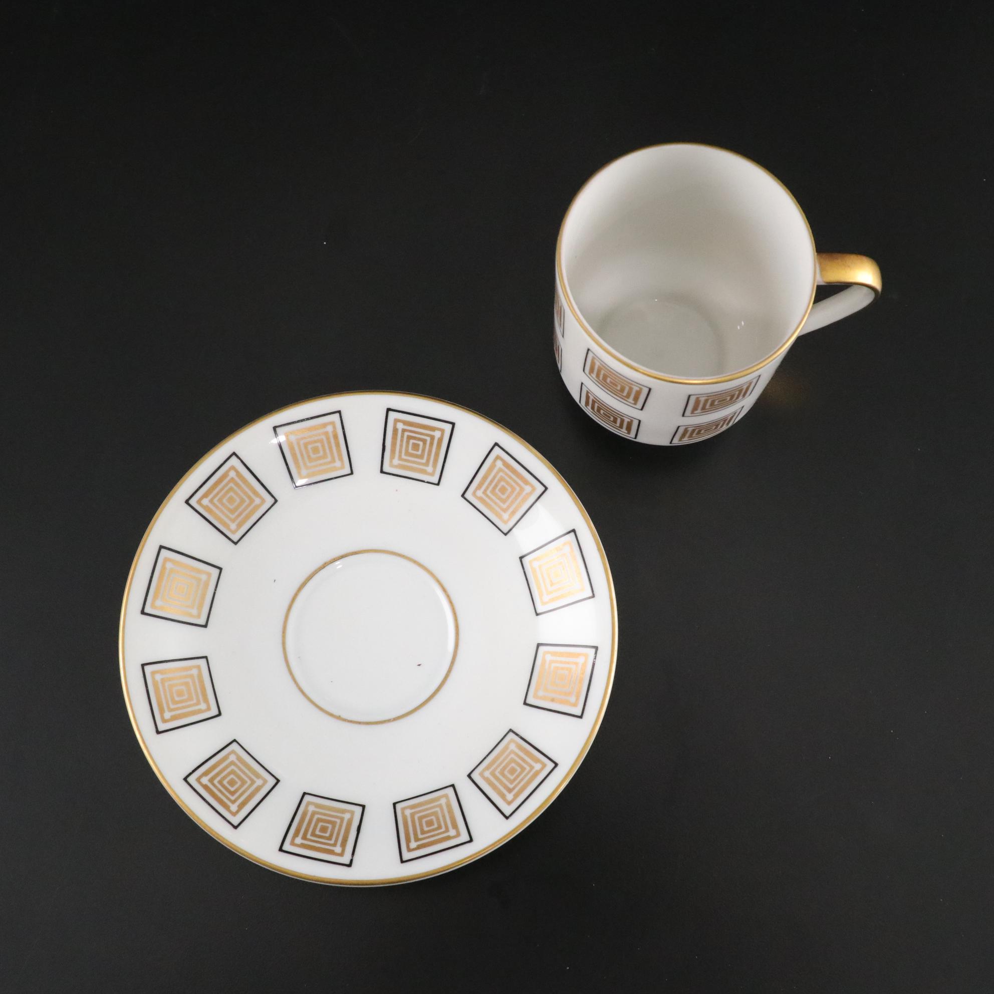 Johann Seltmann Vohenstrauss Porcelain Demitasse Tea Set with Gilded Tray