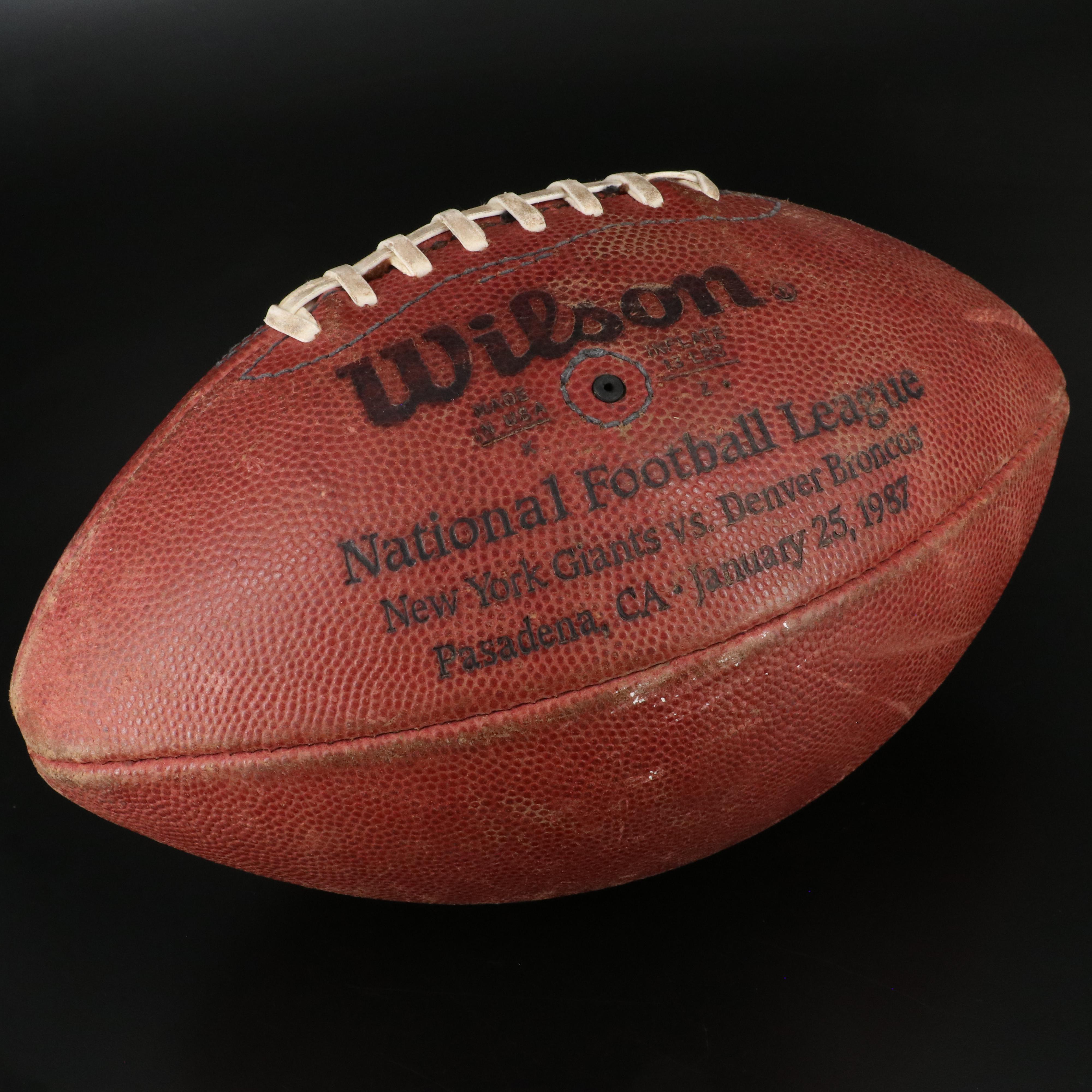 Wilson Official Super Bowl XXI Football with Super Bowl XXV Ticket Stub