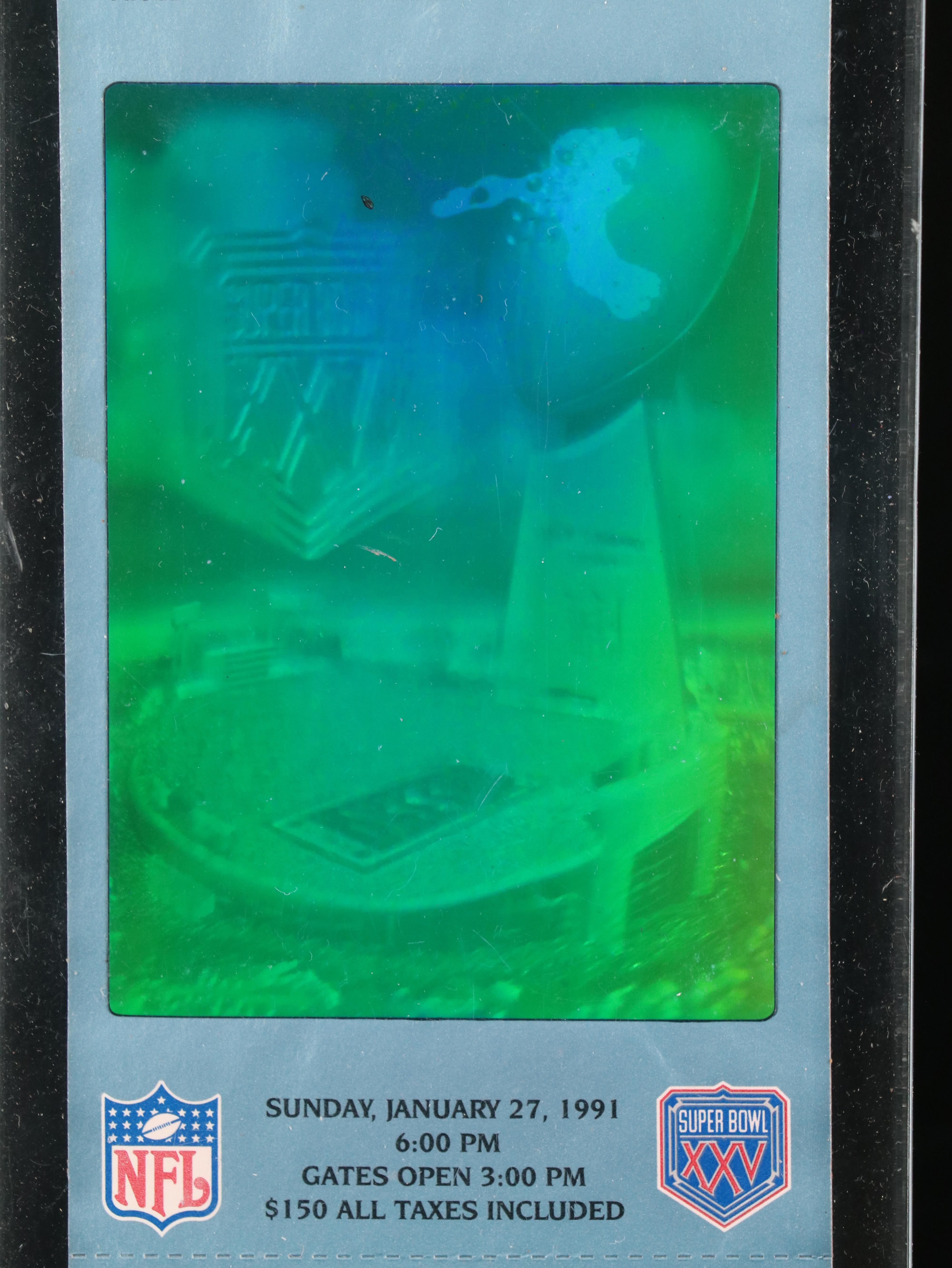 Wilson Official Super Bowl XXI Football with Super Bowl XXV Ticket Stub