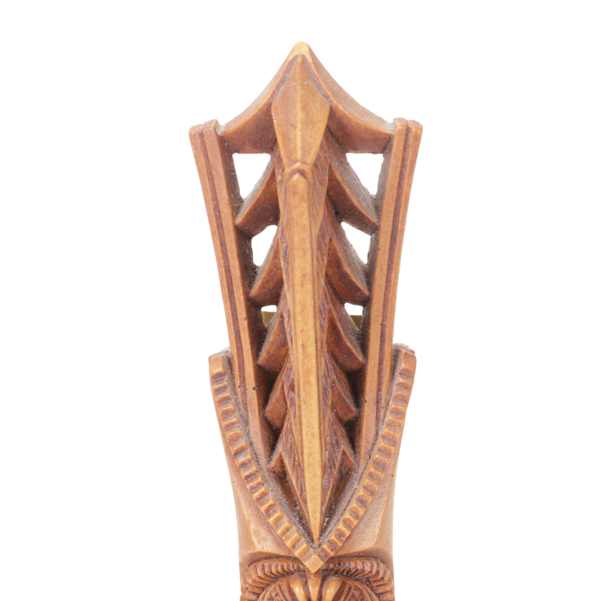 Hawaiian Coco Joe's 1970s Hapa Wood Tiki "Lono" with Hand-Carved Boxes