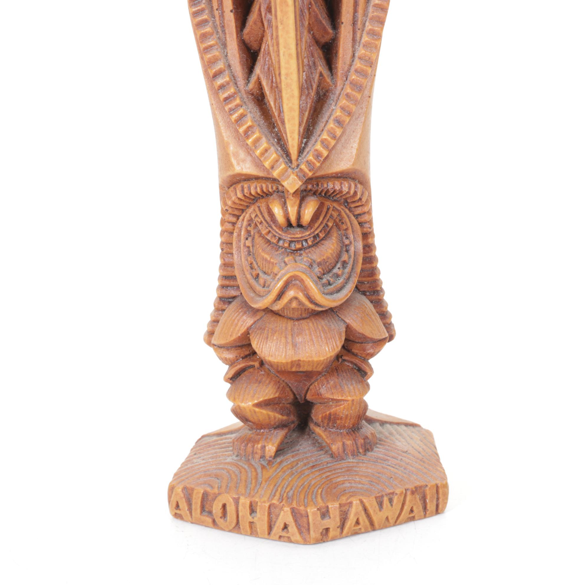 Hawaiian Coco Joe's 1970s Hapa Wood Tiki "Lono" with Hand-Carved Boxes