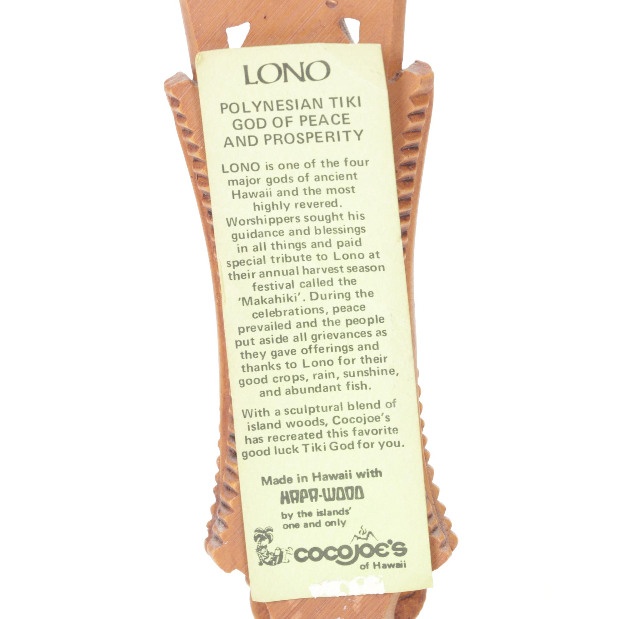 Hawaiian Coco Joe's 1970s Hapa Wood Tiki "Lono" with Hand-Carved Boxes