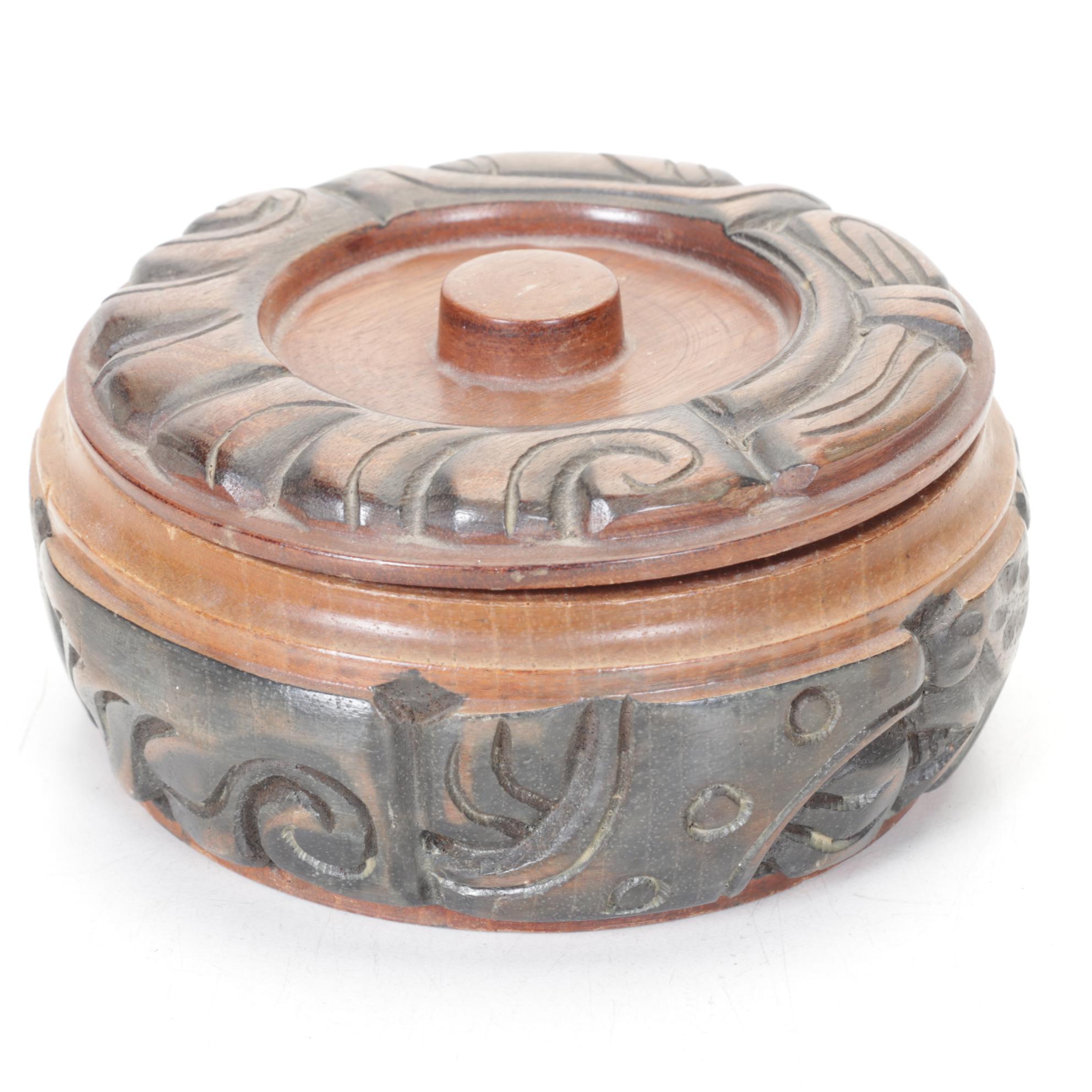 Hawaiian Coco Joe's 1970s Hapa Wood Tiki "Lono" with Hand-Carved Boxes