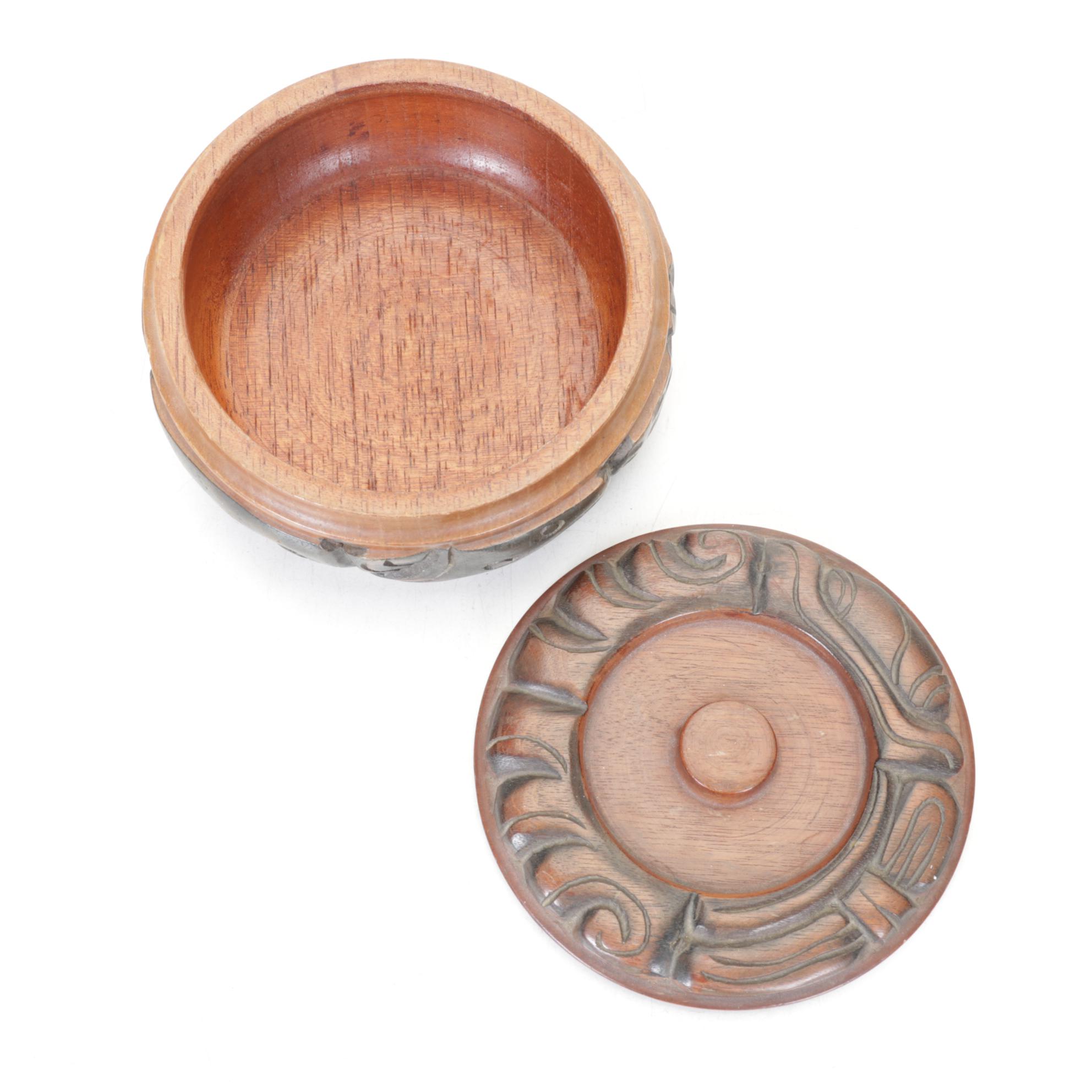 Hawaiian Coco Joe's 1970s Hapa Wood Tiki "Lono" with Hand-Carved Boxes