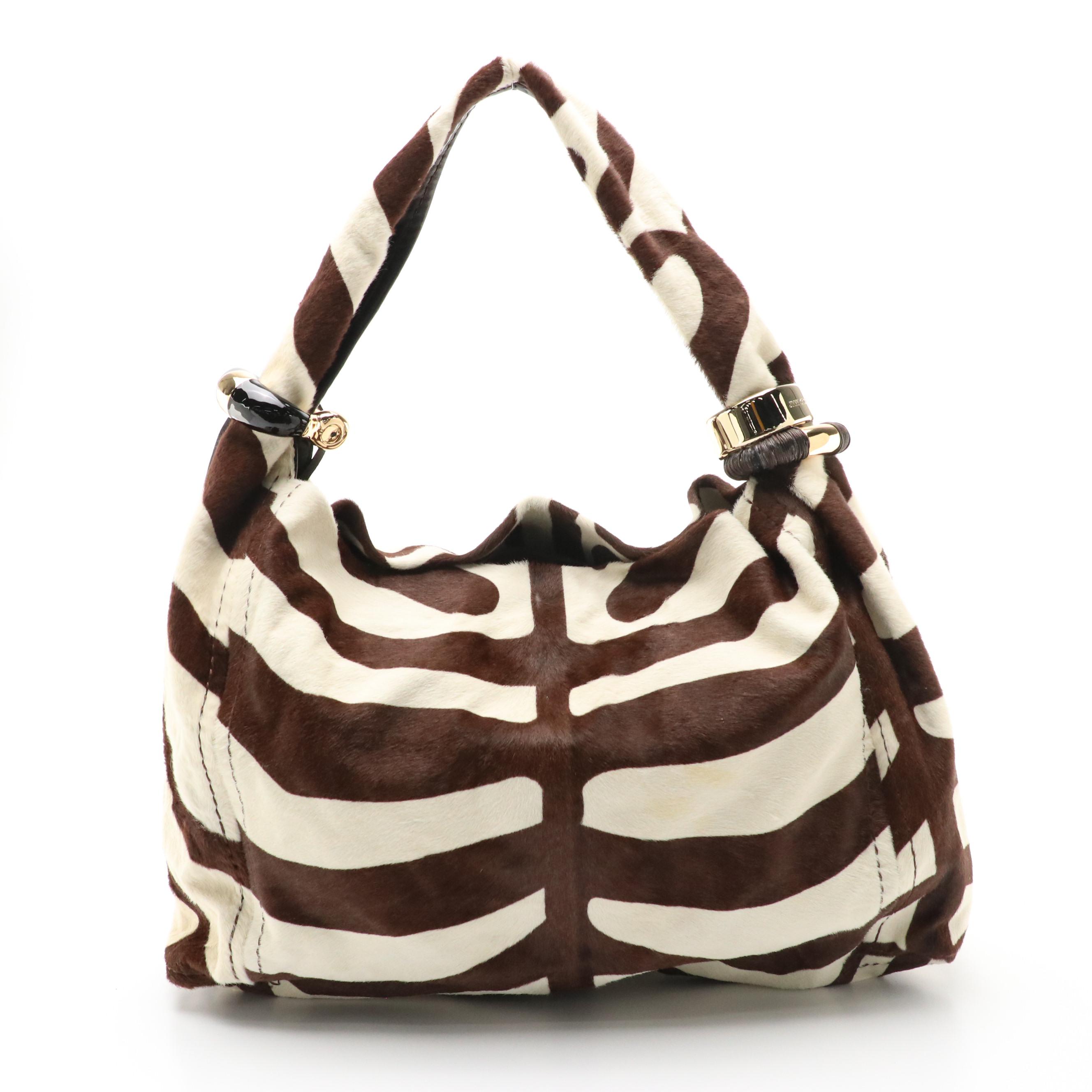 Jimmy Choo Zebra Dyed Calf Hair Hobo Shoulder Bag