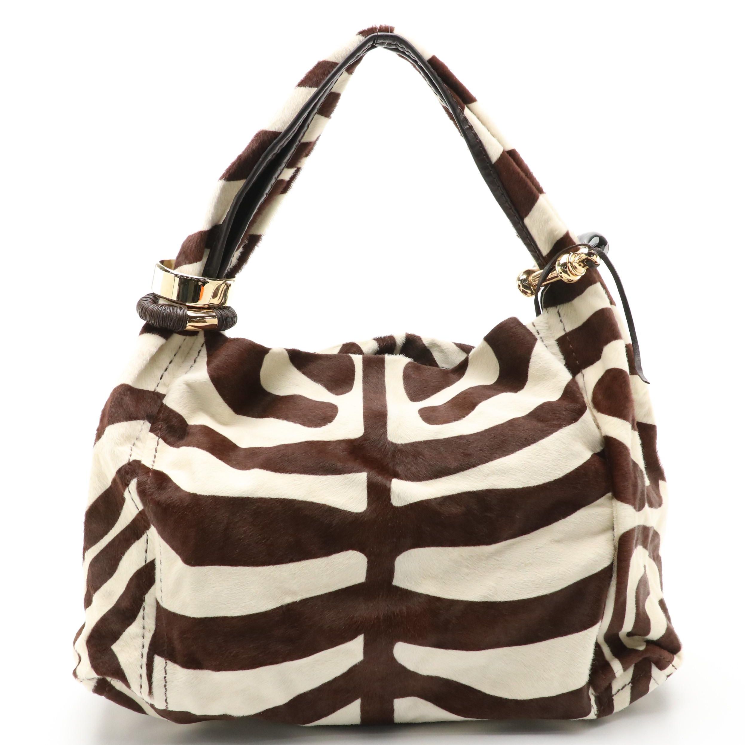 Jimmy Choo Zebra Dyed Calf Hair Hobo Shoulder Bag
