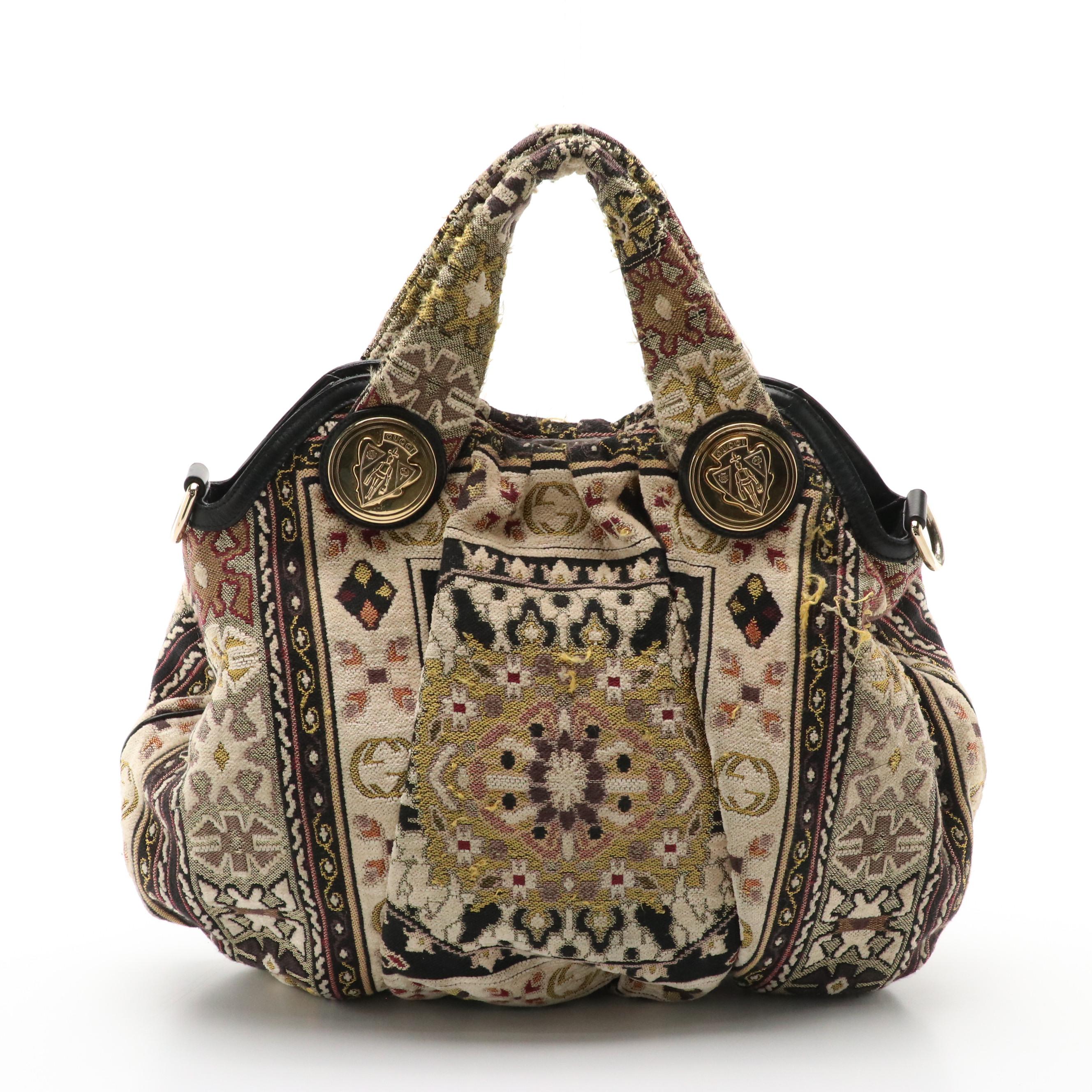 Gucci Hysteria Hobo Two-Way Bag in Multicolor Embroidered Tapestry and Leather