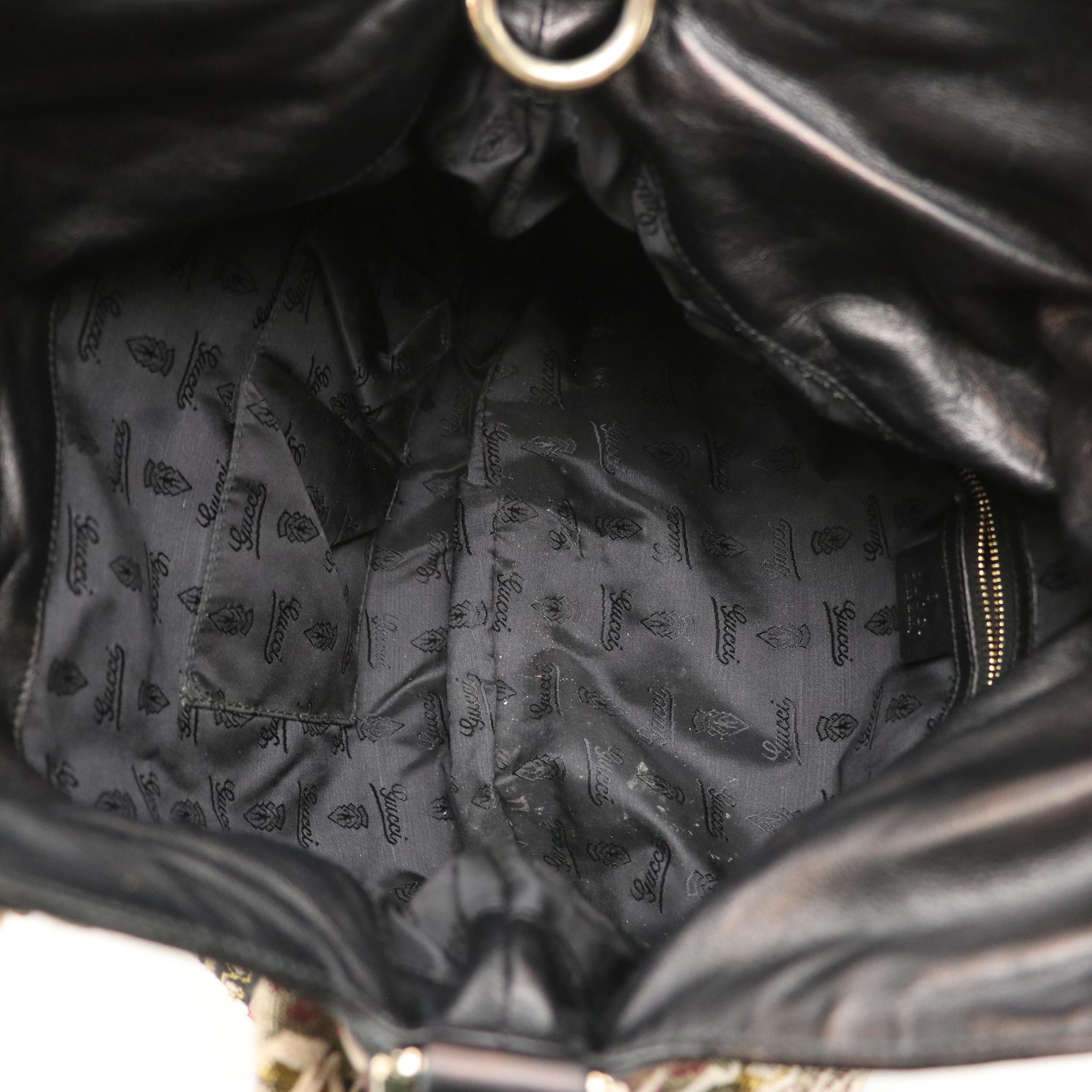 Gucci Hysteria Hobo Two-Way Bag in Multicolor Embroidered Tapestry and Leather