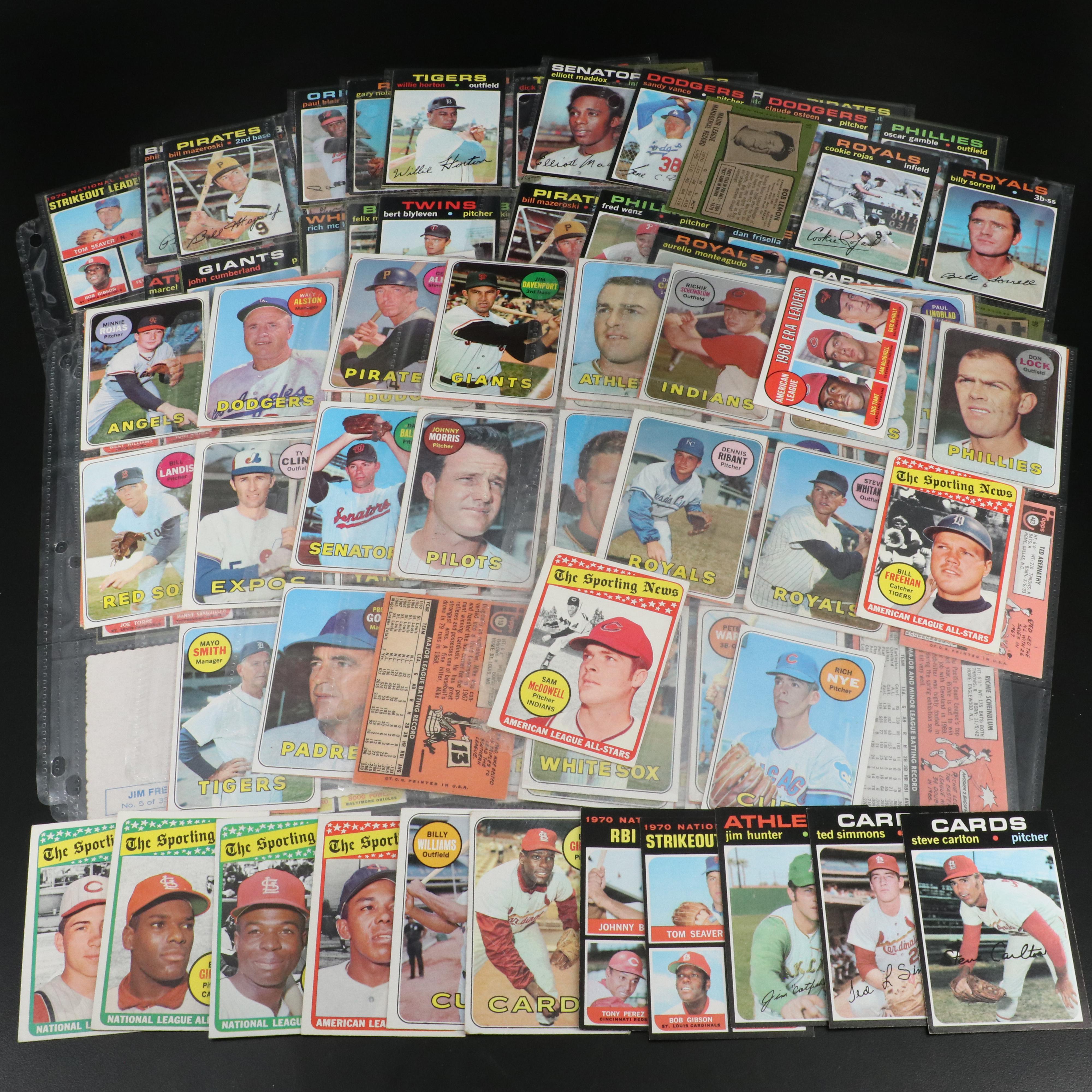Topps Baseball Cards Featuring Johnny Bench, Tom Seaver, and More, 1969-1971