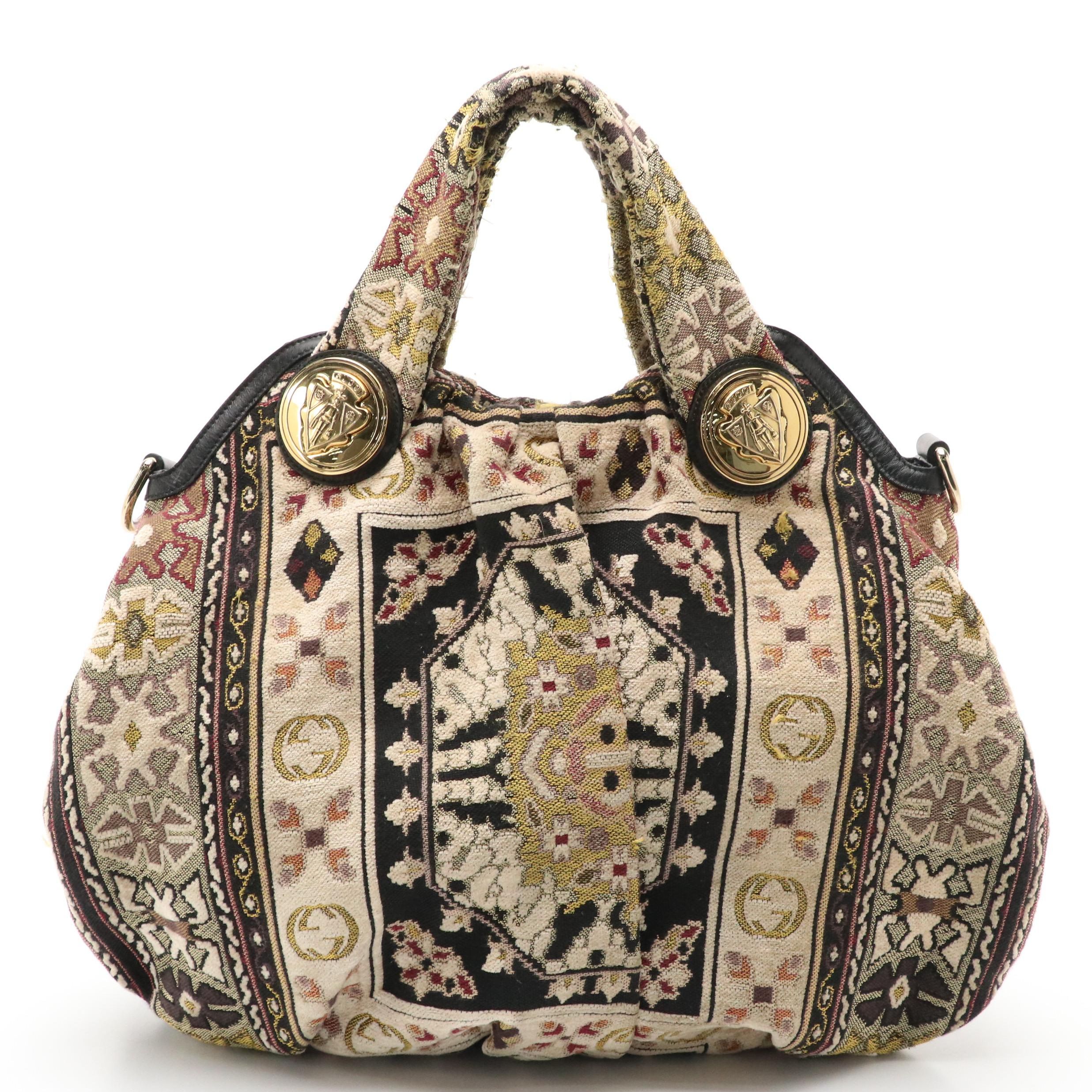 Gucci Hysteria Hobo Two-Way Bag in Multicolor Embroidered Tapestry and Leather