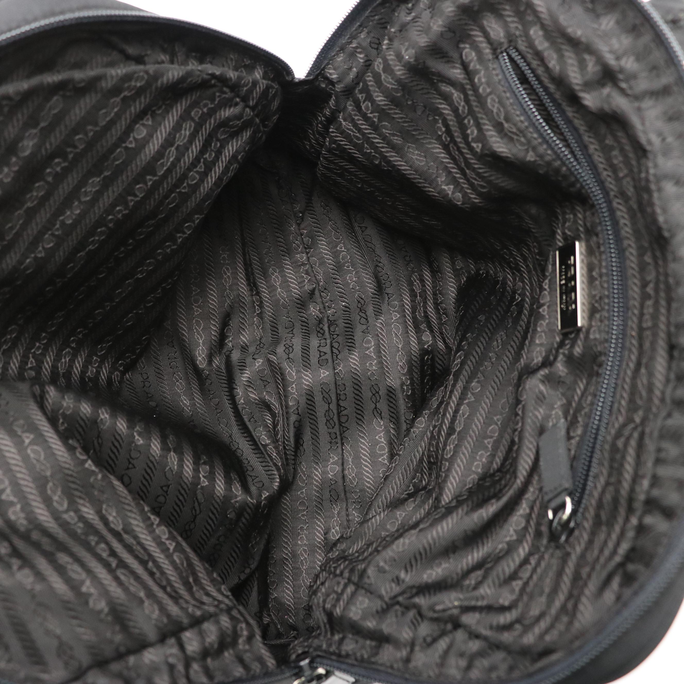 Prada Zip-Around Shoulder Tote in Black Tessuto Nylon