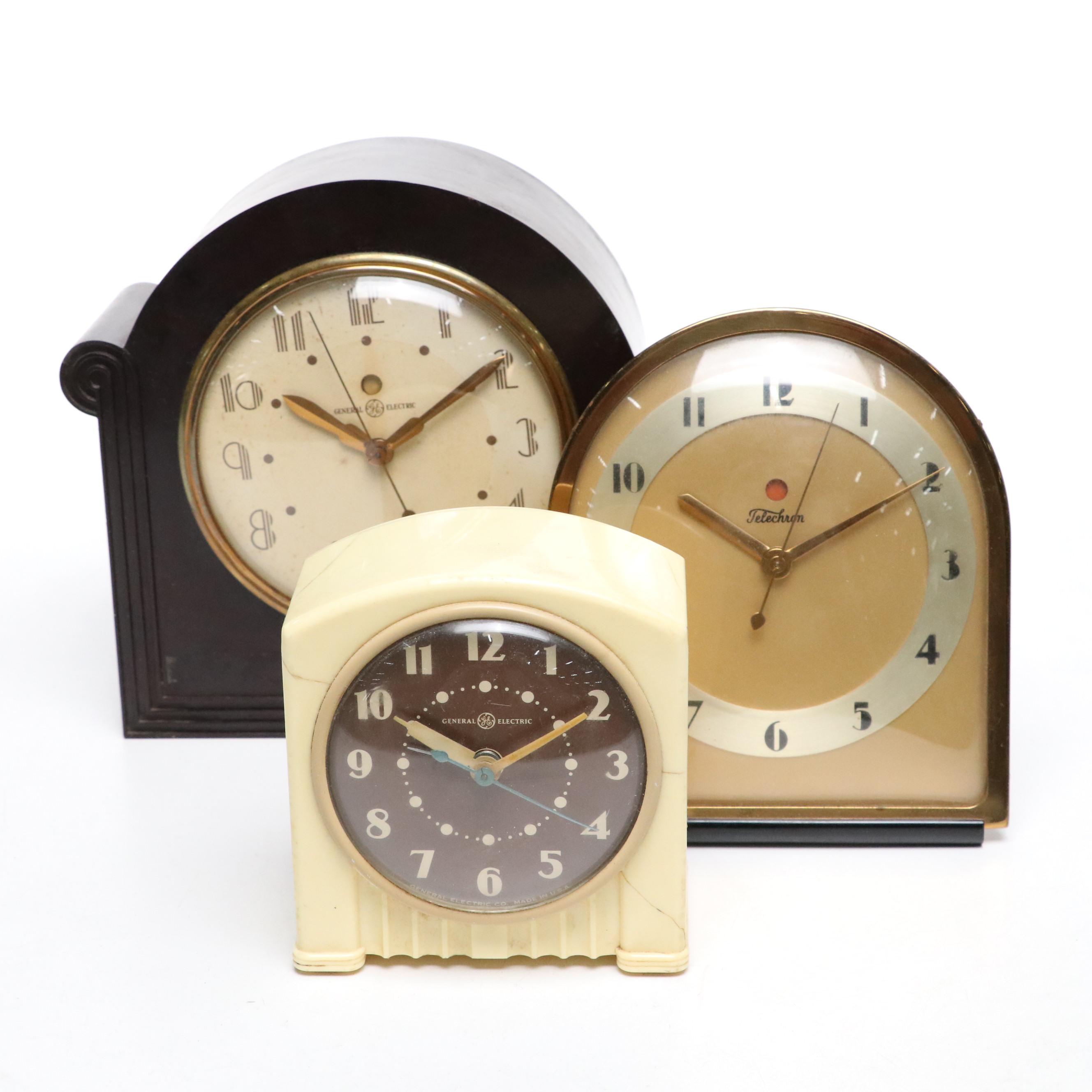 Art Deco Telecron and General Electric Desk Alarm Clocks
