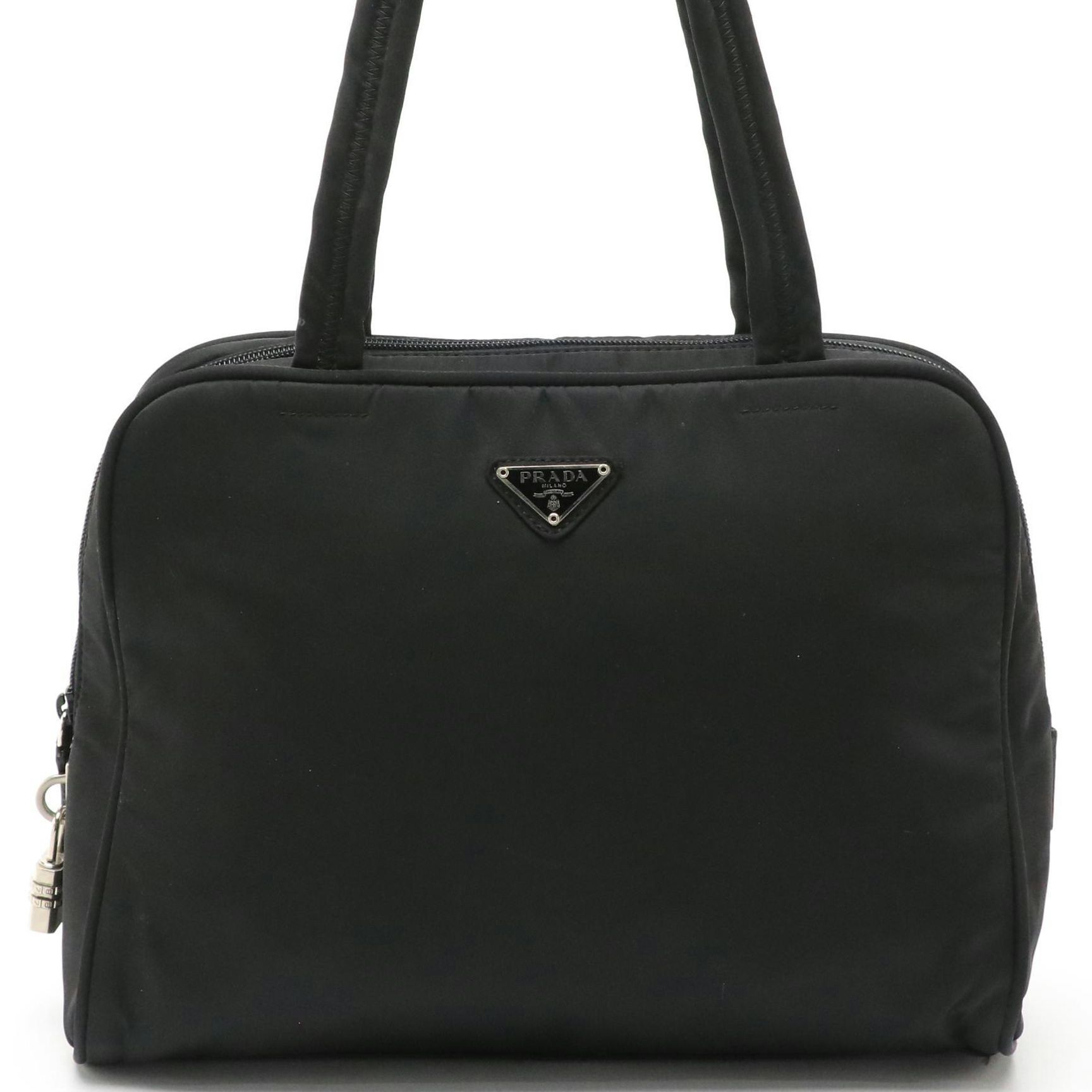 Prada Zip-Around Shoulder Tote in Black Tessuto Nylon