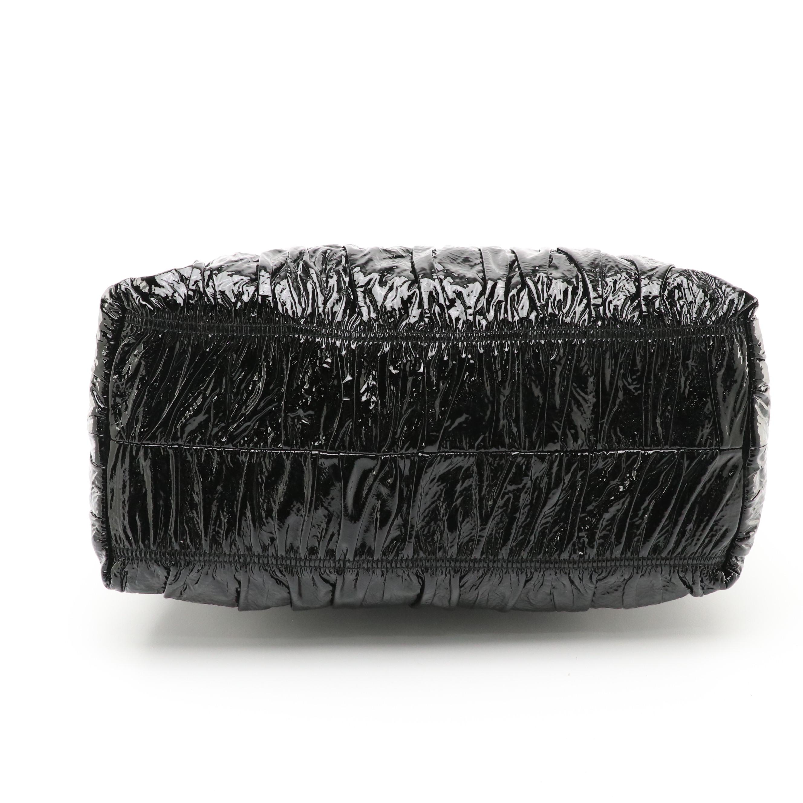 Prada Black Patent Leather Gaufré Tote