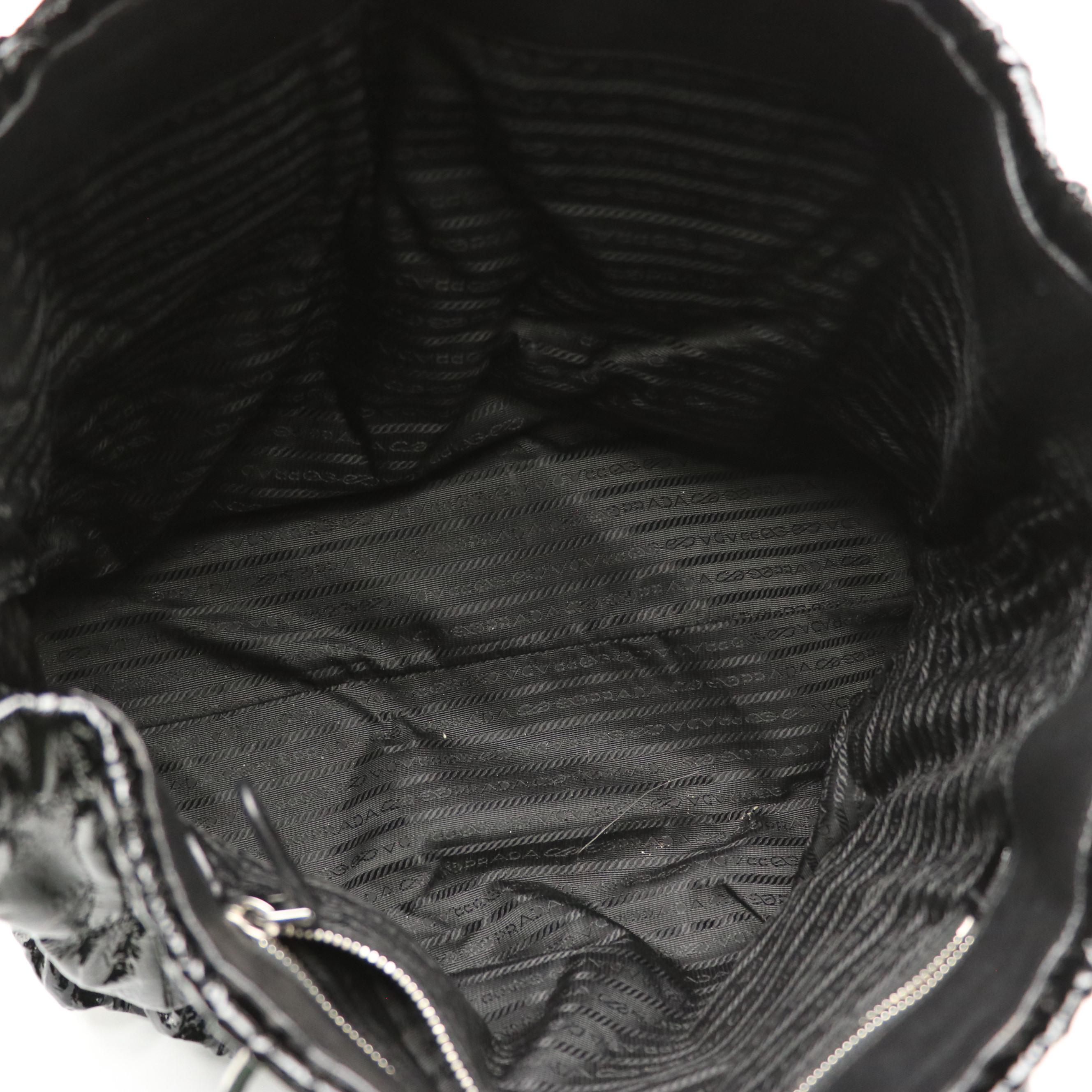 Prada Black Patent Leather Gaufré Tote