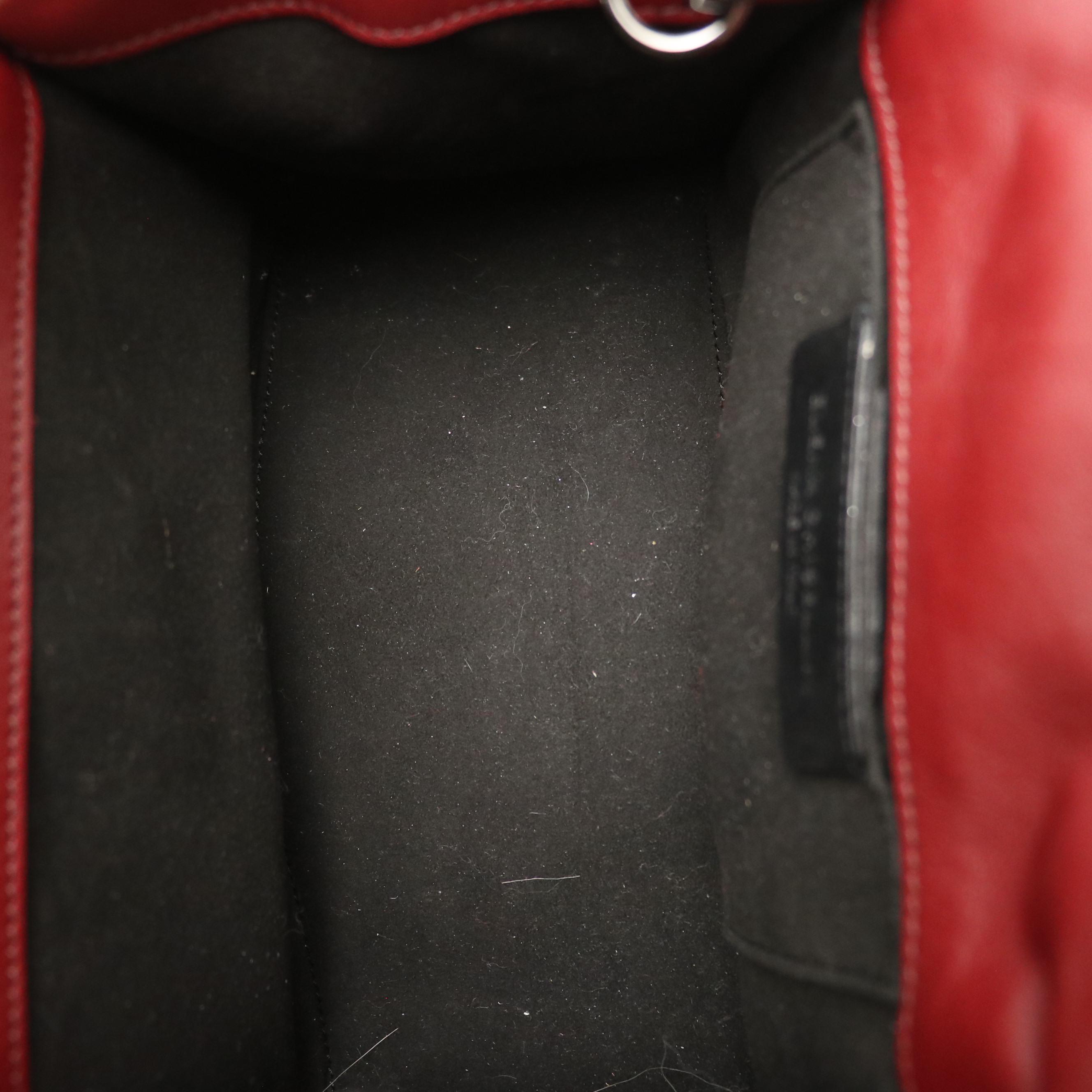 Elena Ghisellini Dyed Fox Fur and Burgundy Leather Two-Way Bag