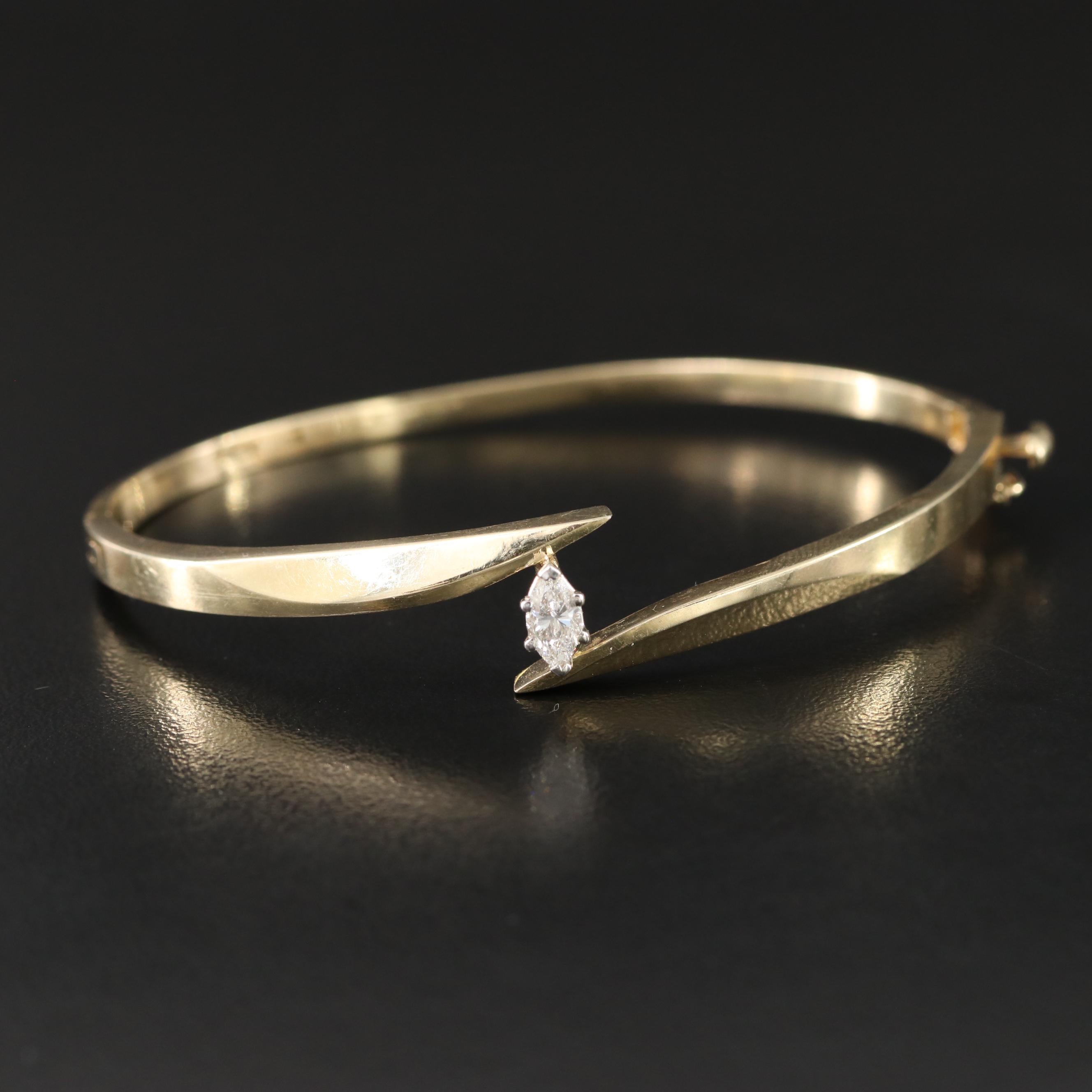 14K 0.27 CT Diamond Bypass Bracelet