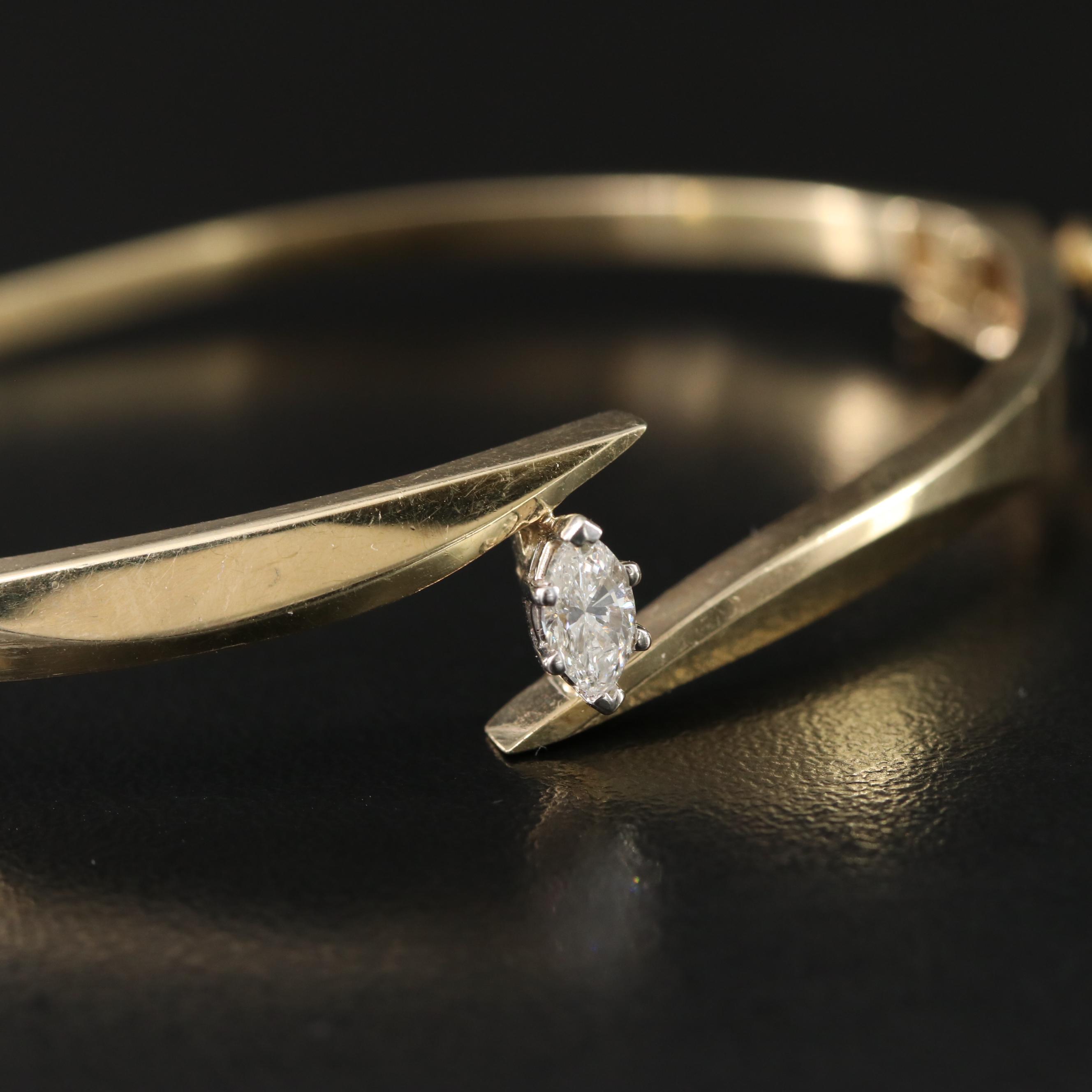 14K 0.27 CT Diamond Bypass Bracelet