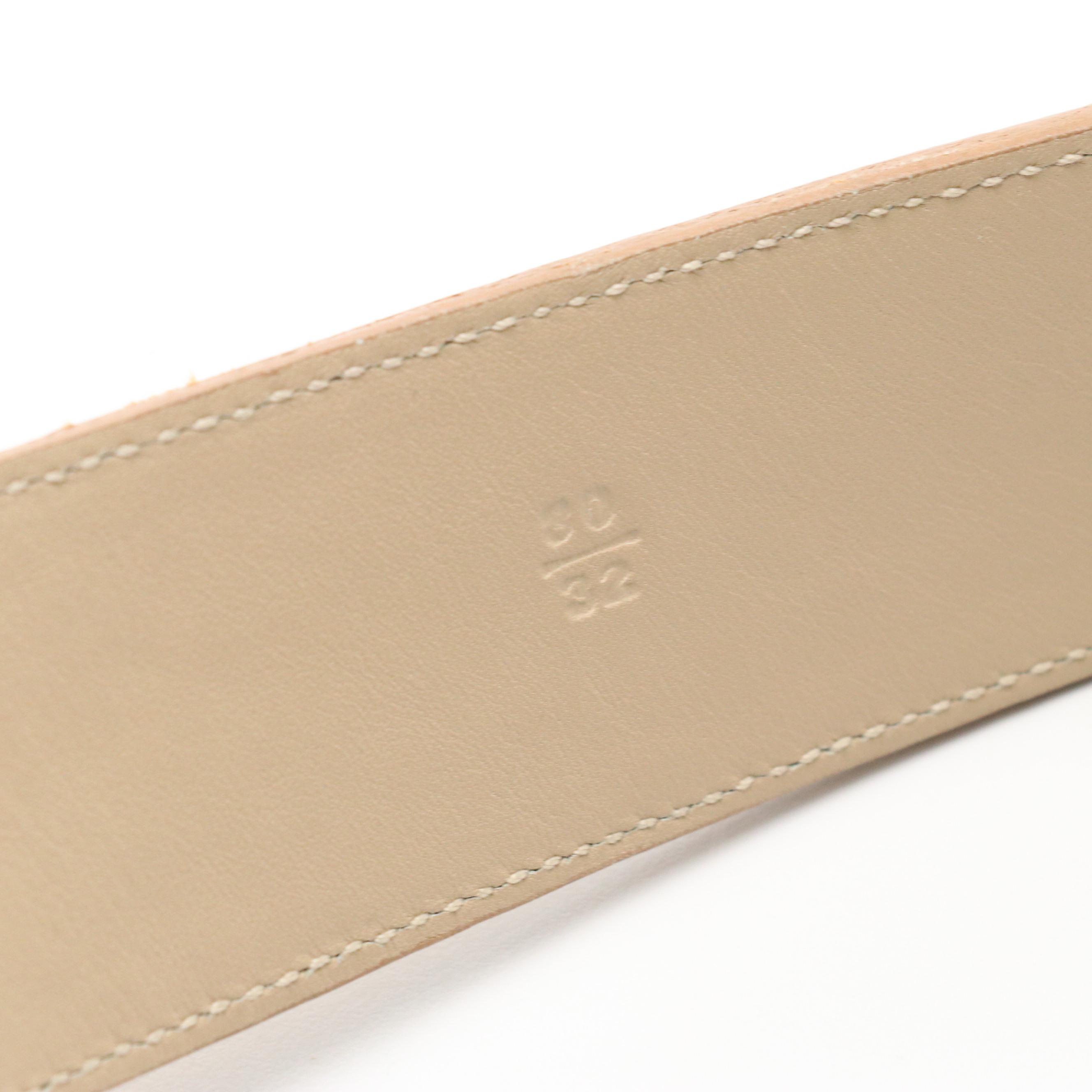 Prada Beige Leather Belt with Speckled Resin Buckle