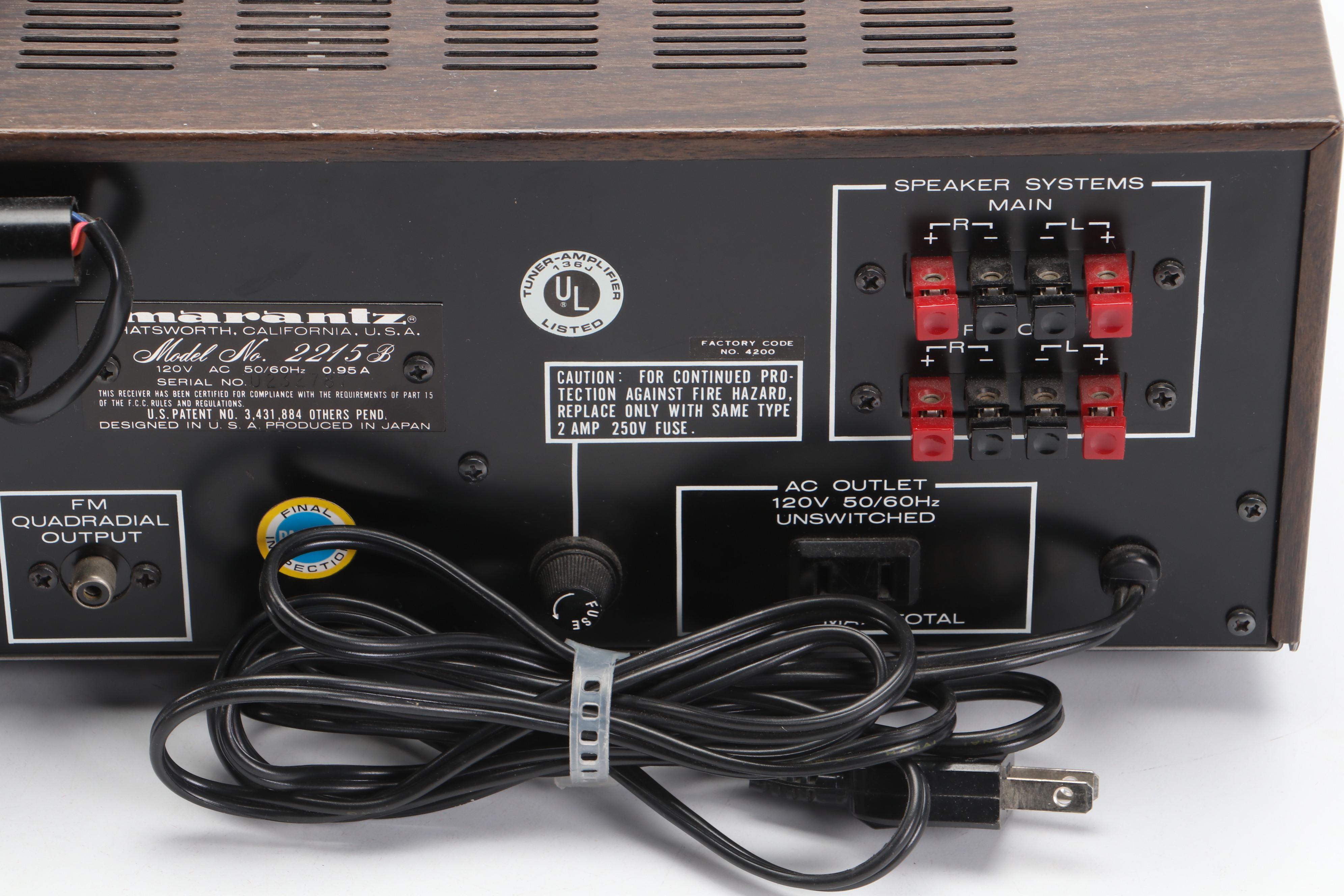 Marantz Model 2215B Stereophonic Solid-State Receiver, 1970s