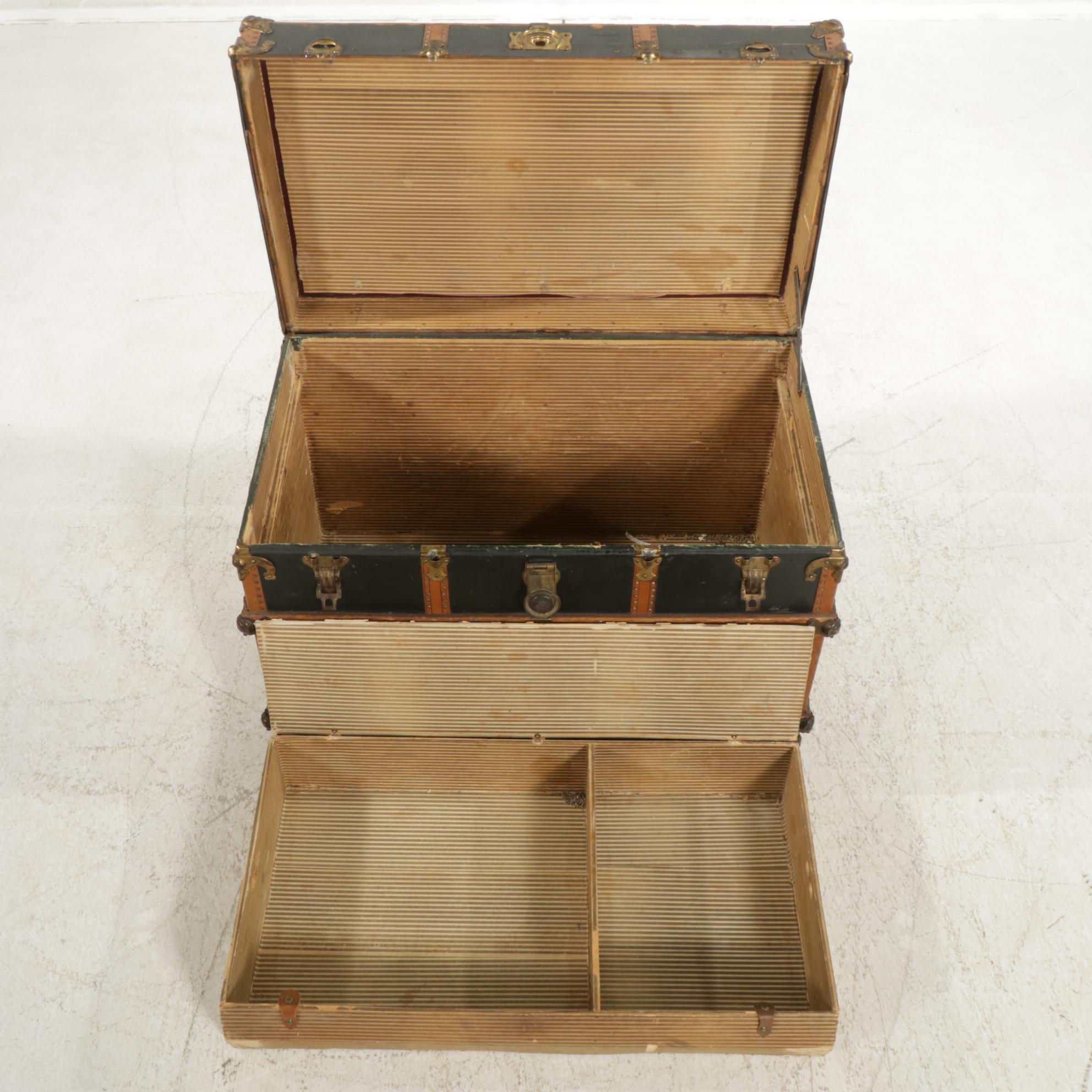 Yale & Towne Victorian Canvas-Lined Steamer Trunk, Late 19th C.