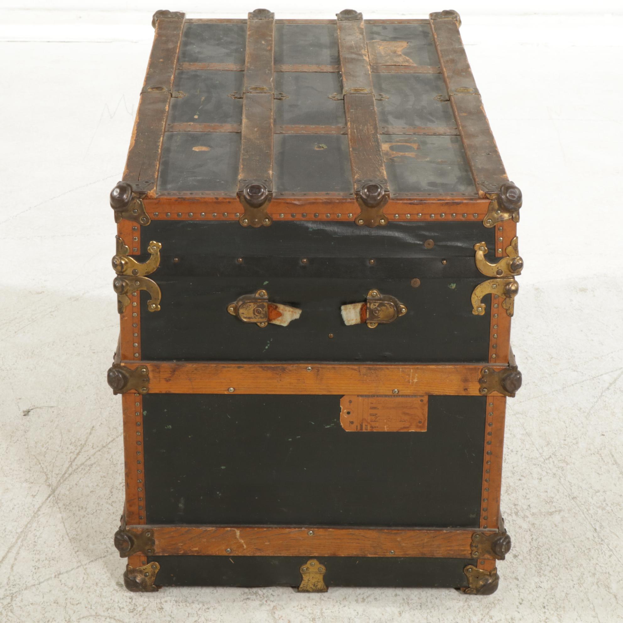 Yale & Towne Victorian Canvas-Lined Steamer Trunk, Late 19th C.