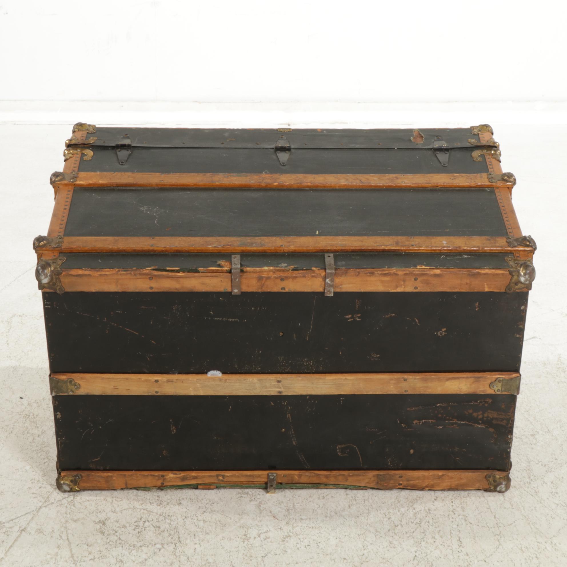 Yale & Towne Victorian Canvas-Lined Steamer Trunk, Late 19th C.